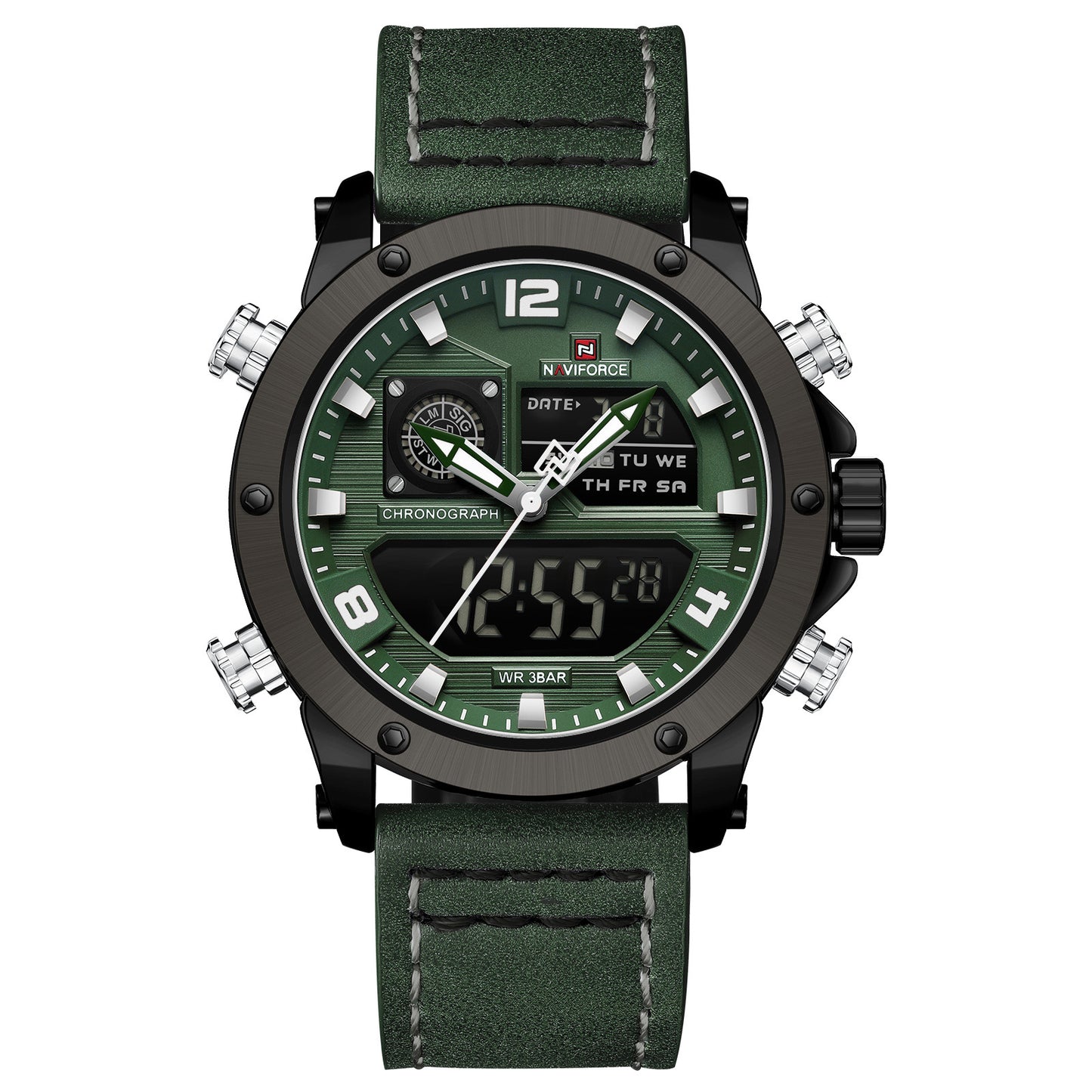 Naviforce NF9236 Green Strap Military Style Analog-Digital Watch