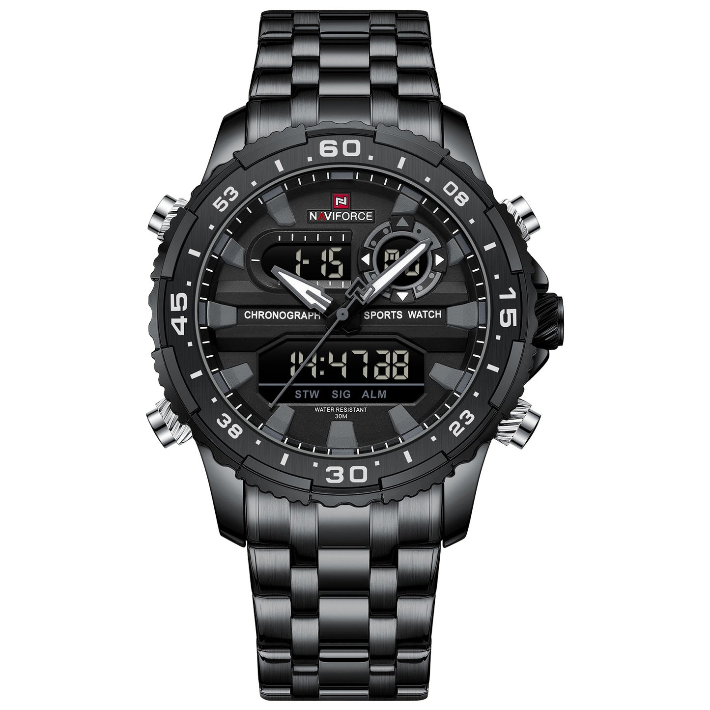 Naviforce NF9234 Versatile design all Black color Analog-Digital Watch