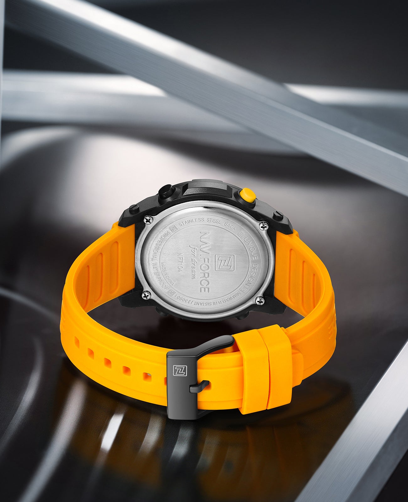 NF7104 Yellow Silicon Strap Digital Watch
