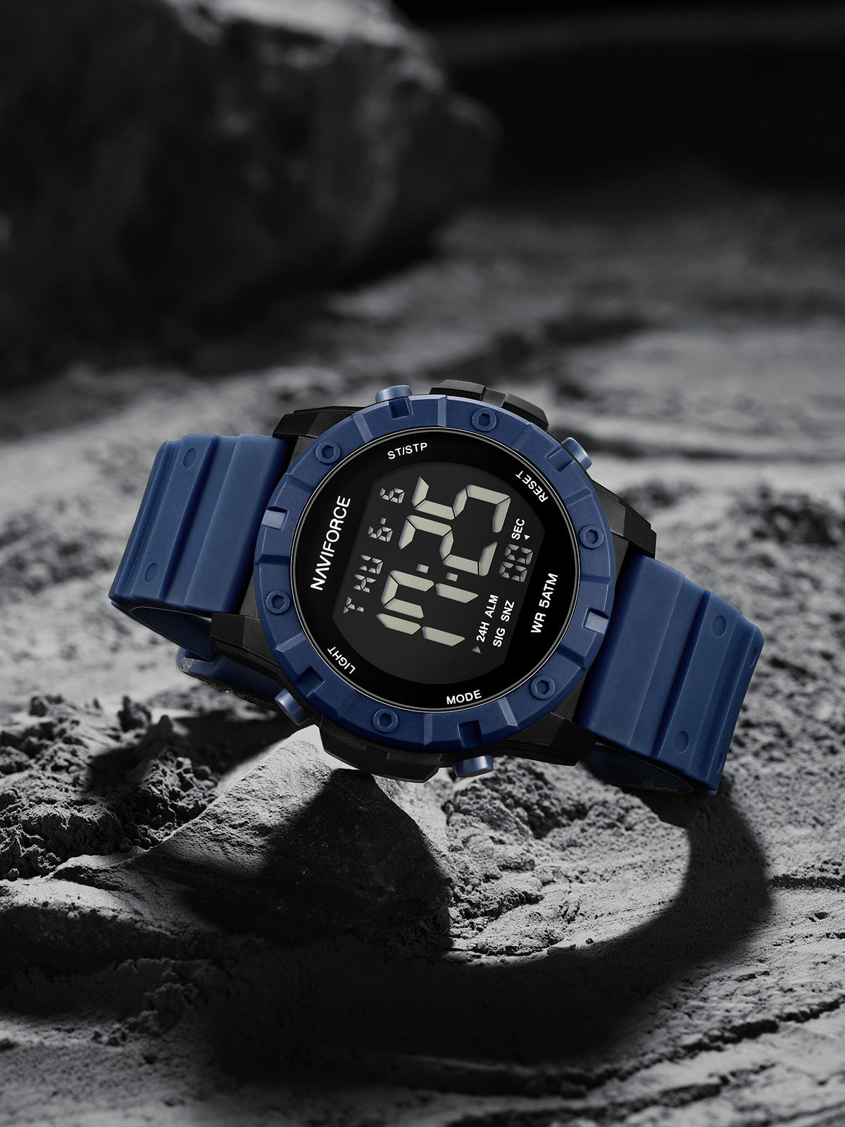 NF7110 Blue LCD Display Trendy Silicone Digital Watch