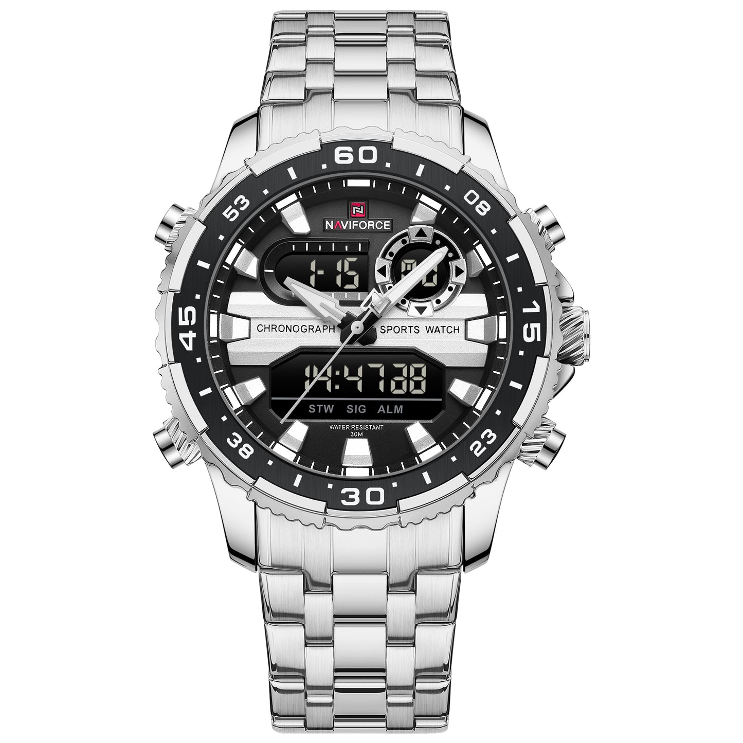 Naviforce NF9234 Versatile design Silver-Black color Analog-Digital Watch
