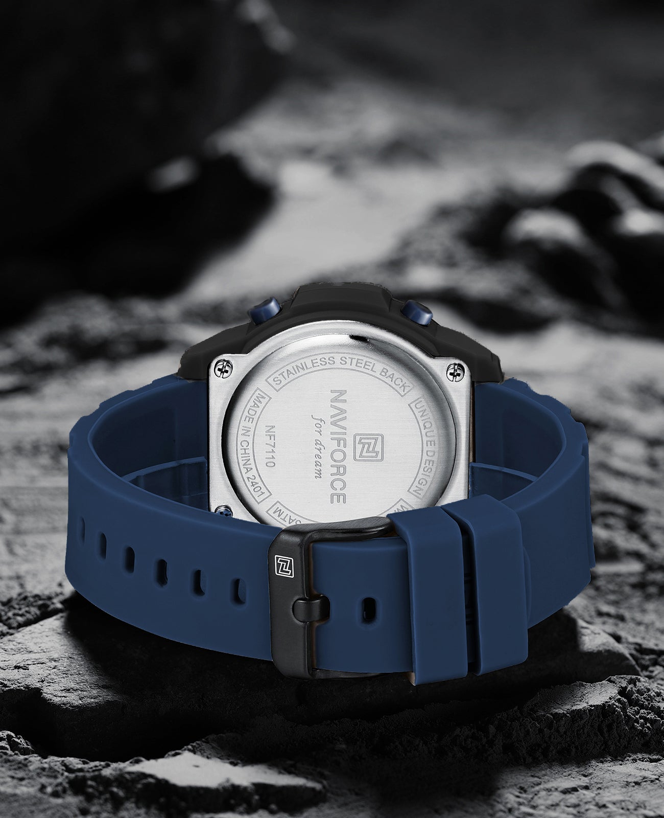 NF7110 Blue LCD Display Trendy Silicone Digital Watch