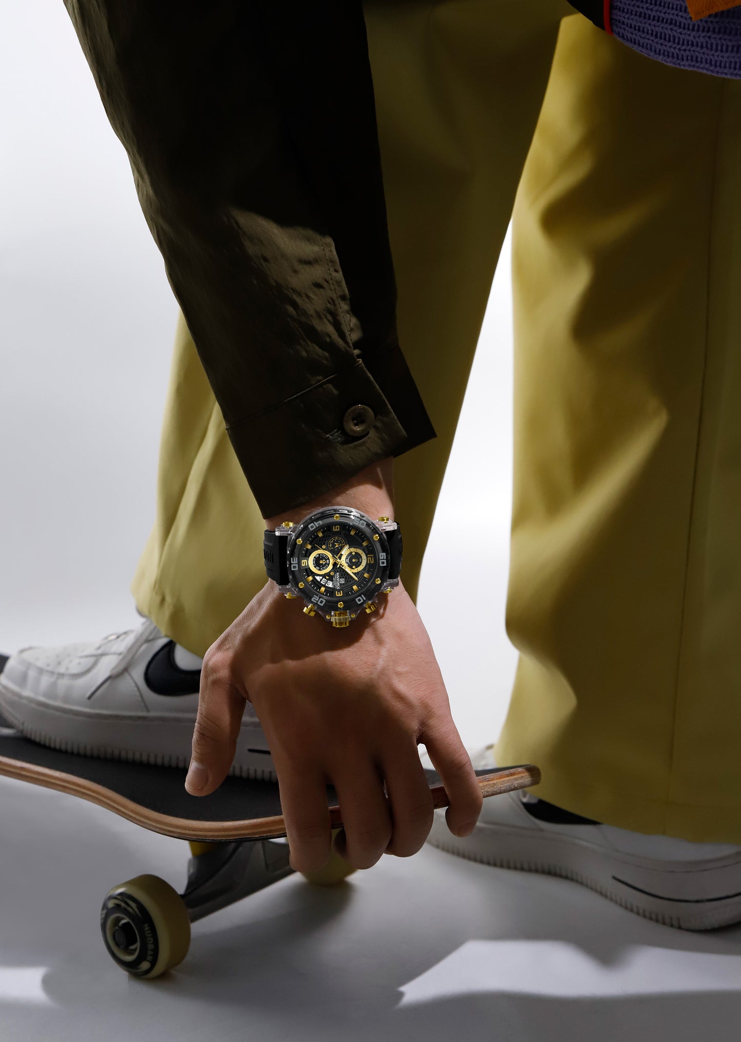 NF7123 Black with Gold Chronograph dial Analog Watch
