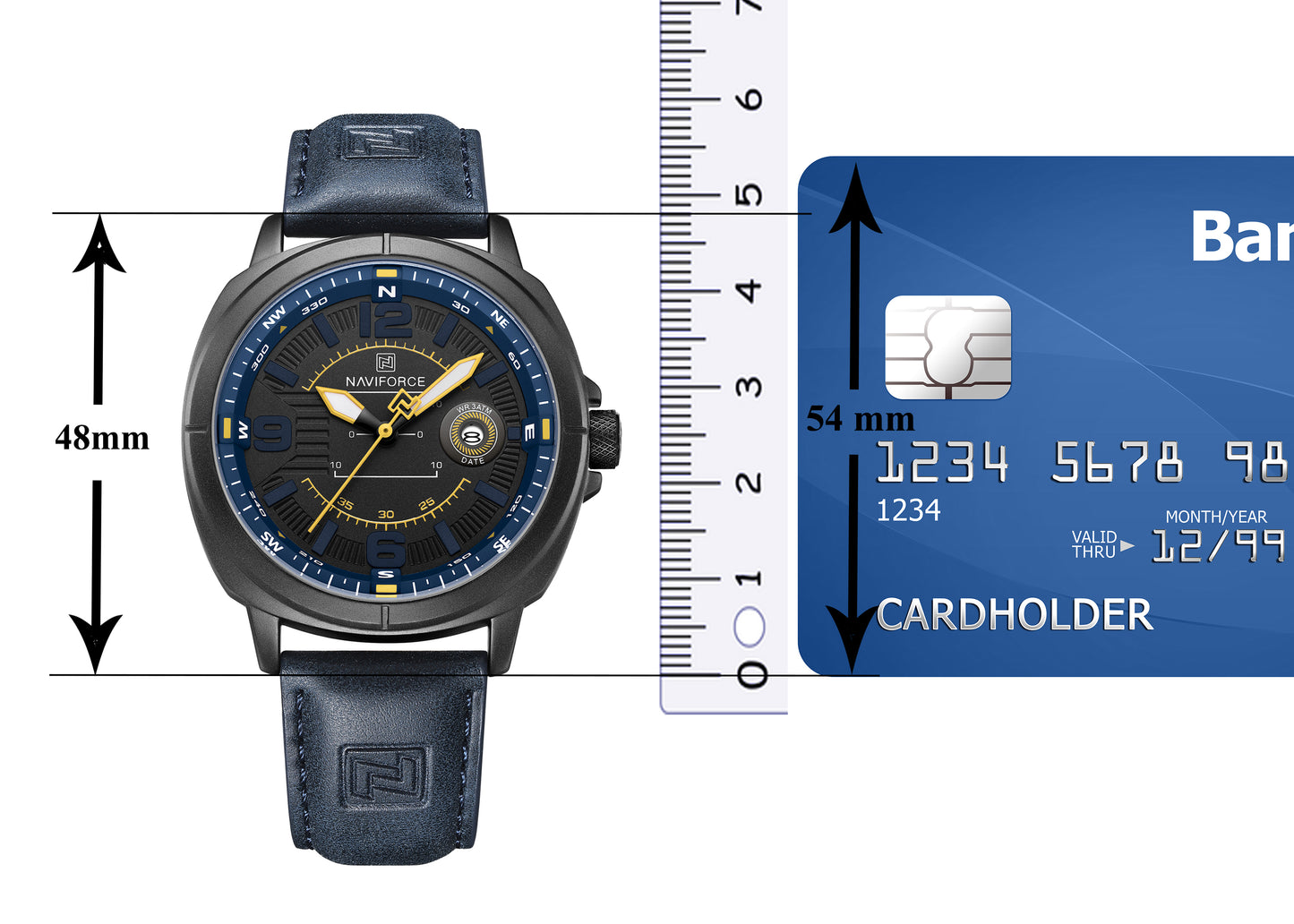 Naviforce NF8078 blue dial with blue leather strap Analog Watch