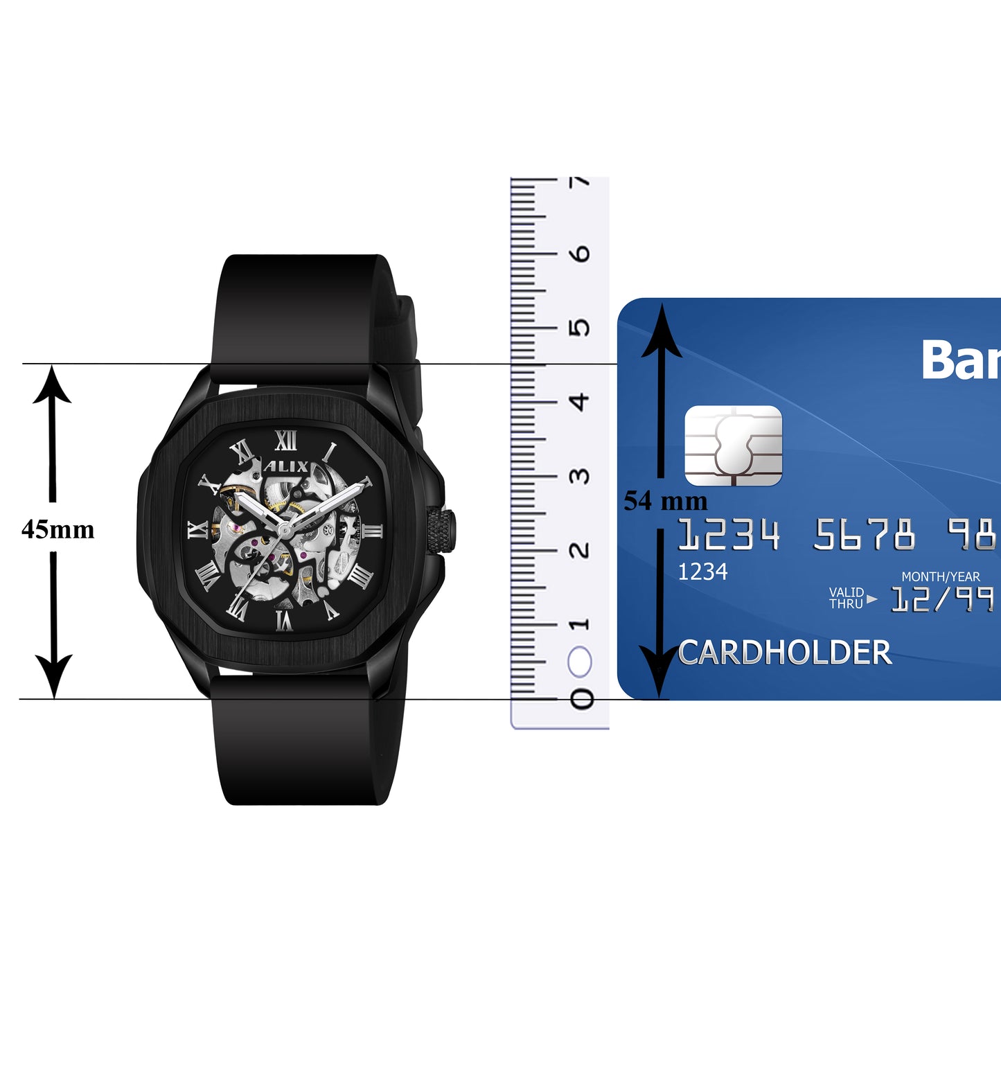 AL2901 Black Skeleton Automatic men's watch