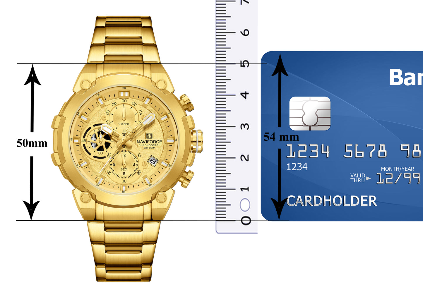 Naviforce NF8071 Gold choronograph dial Analog Watch