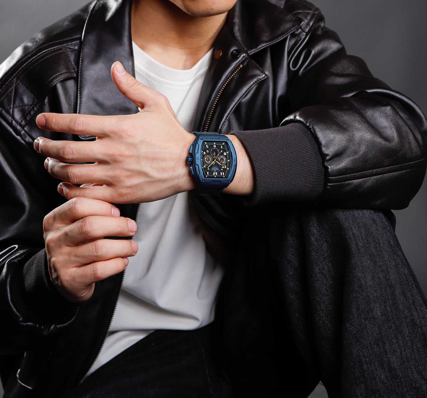 Naviforce NF8053 Blue genuine leather strap Analog Watch