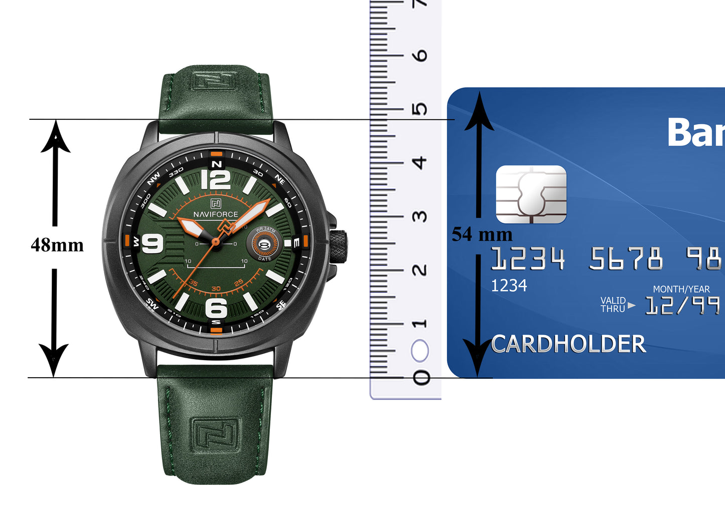 Naviforce NF8078 green dial with green leather strap Analog Watch