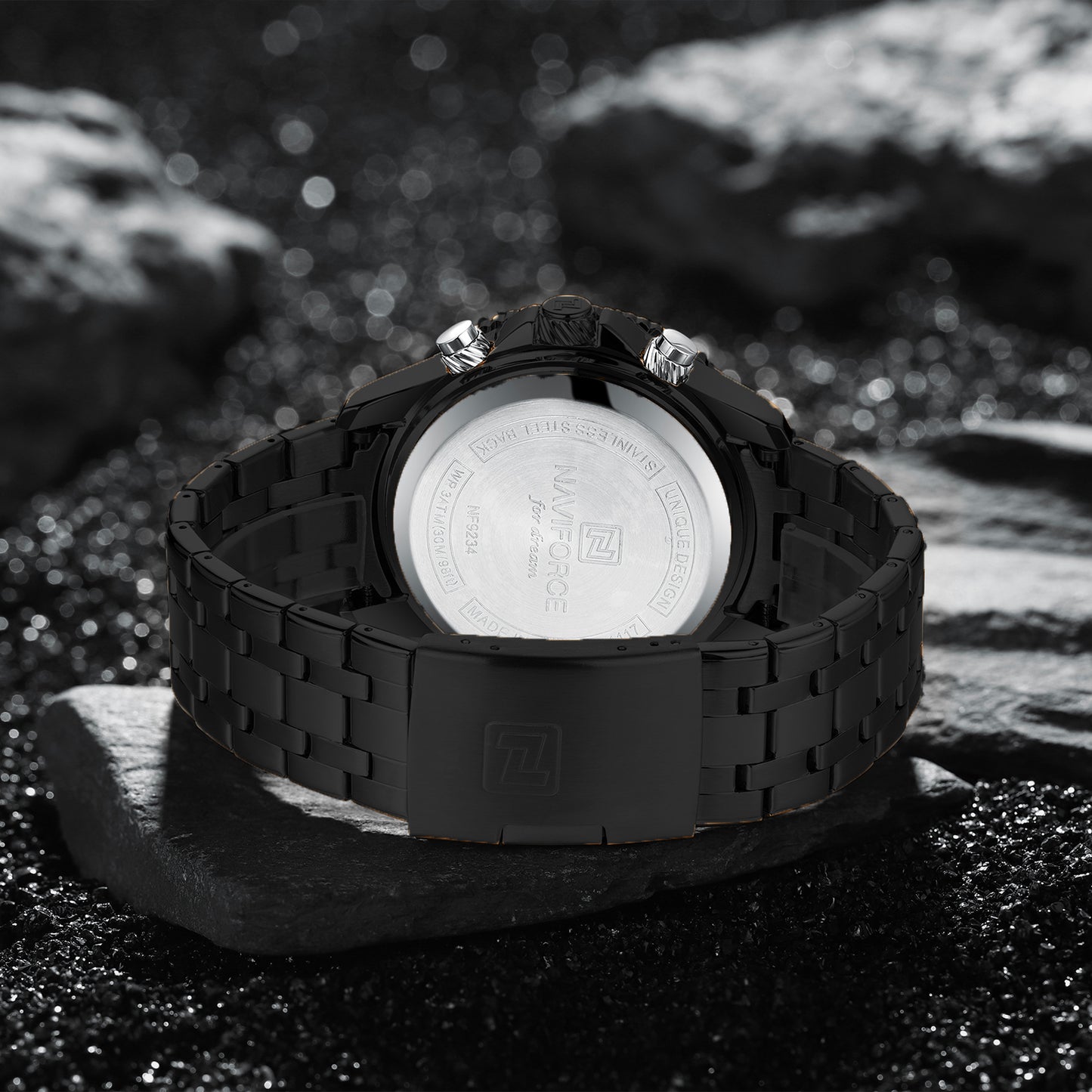 Naviforce NF9234 Versatile design all Black color Analog-Digital Watch