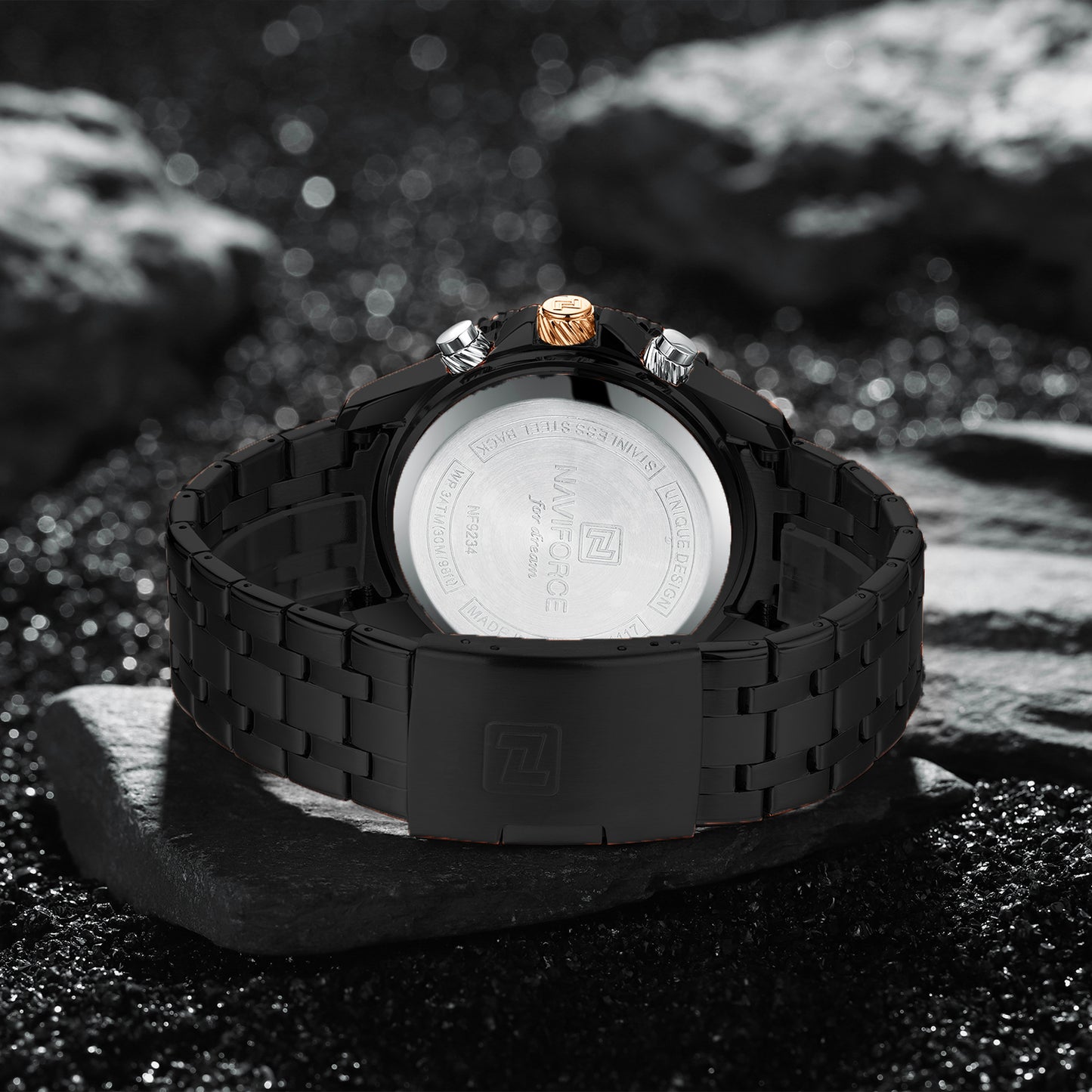 Naviforce NF9234 Versatile design Black-Rosegold Analog-Digital Watch