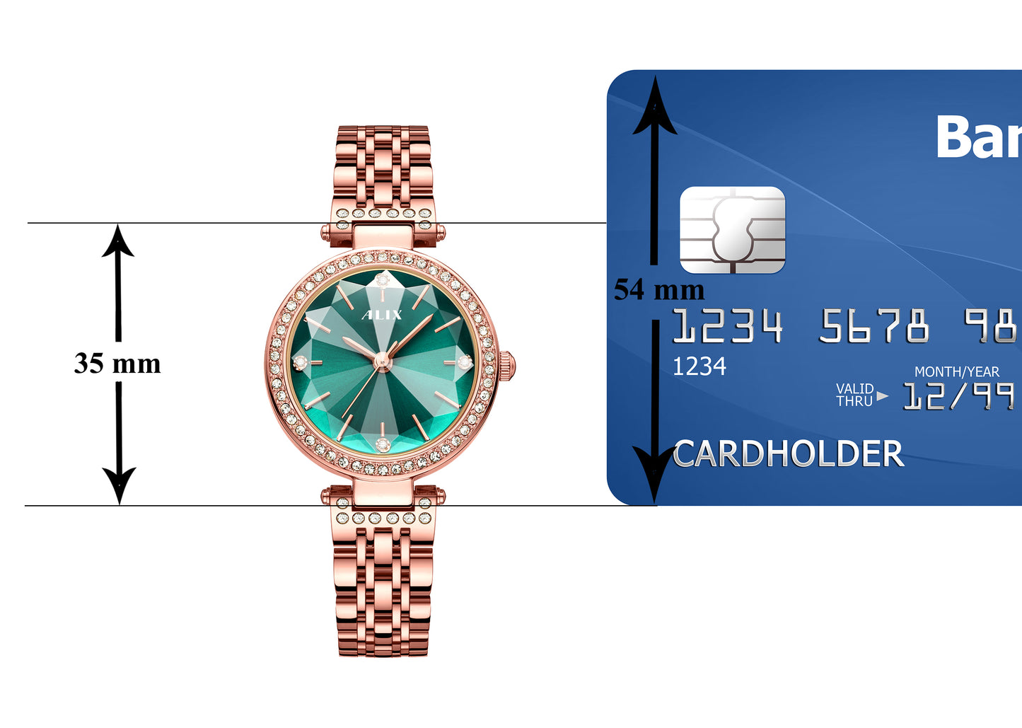 AL2532 Sparkling crystal green facet dial with rosegold strap Analog Watch