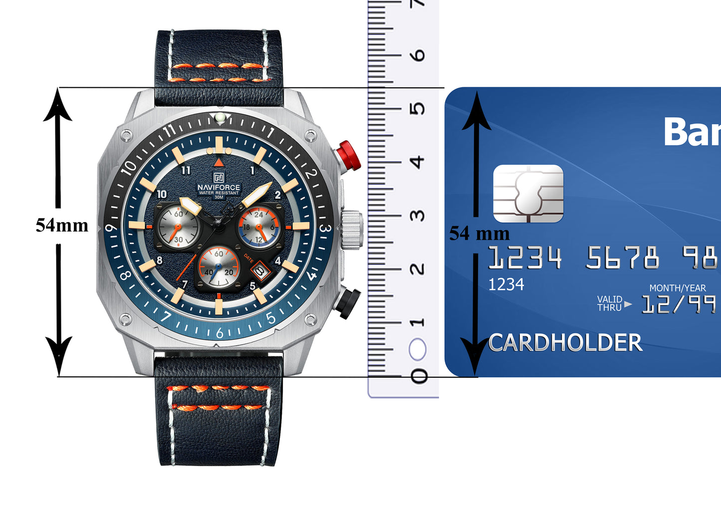 Naviforce NF8057 Blue Leather Strap Analog Watch