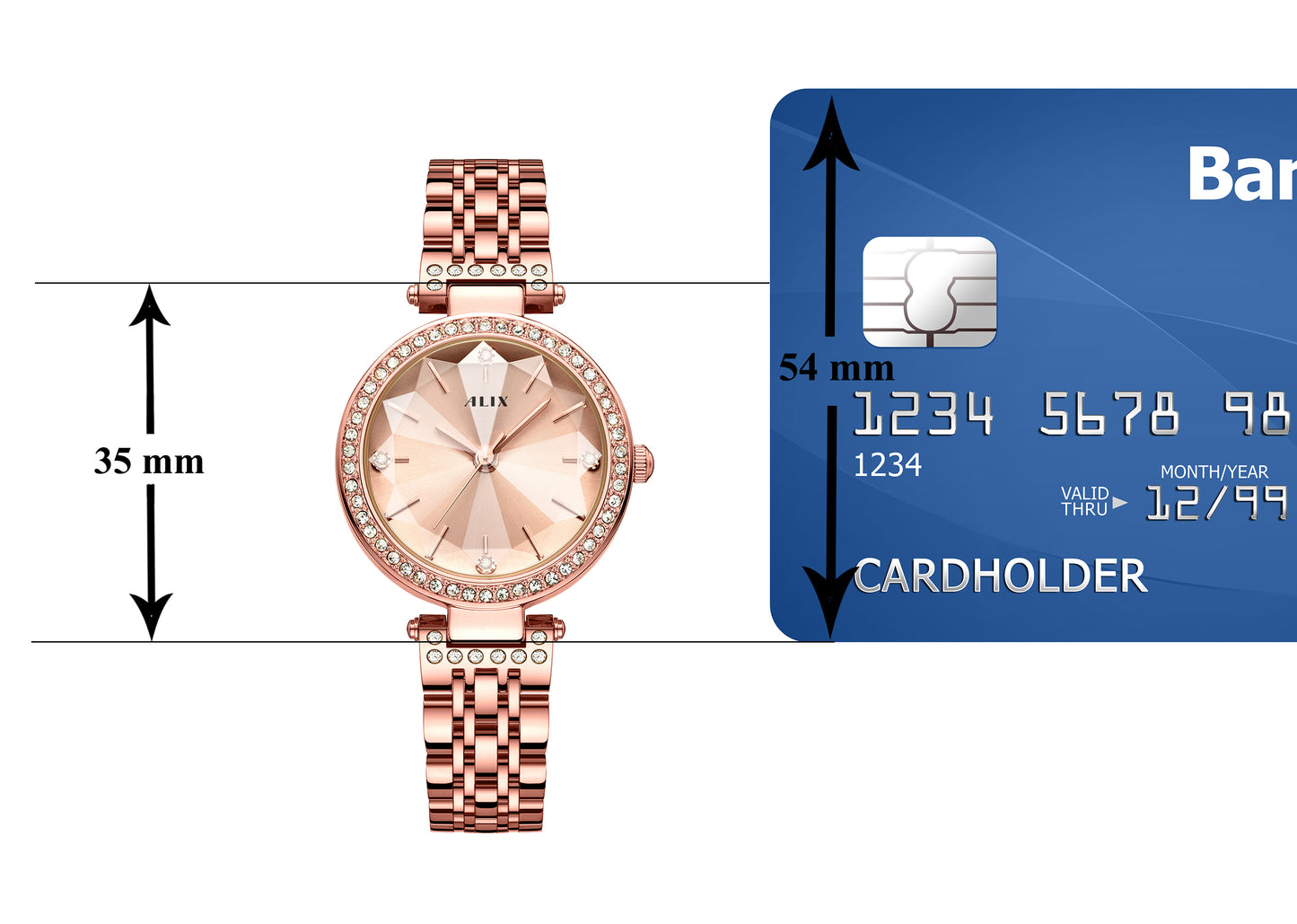 AL2532 Sparkling crystal rosegold facet dial with rosegold strap Analog Watch