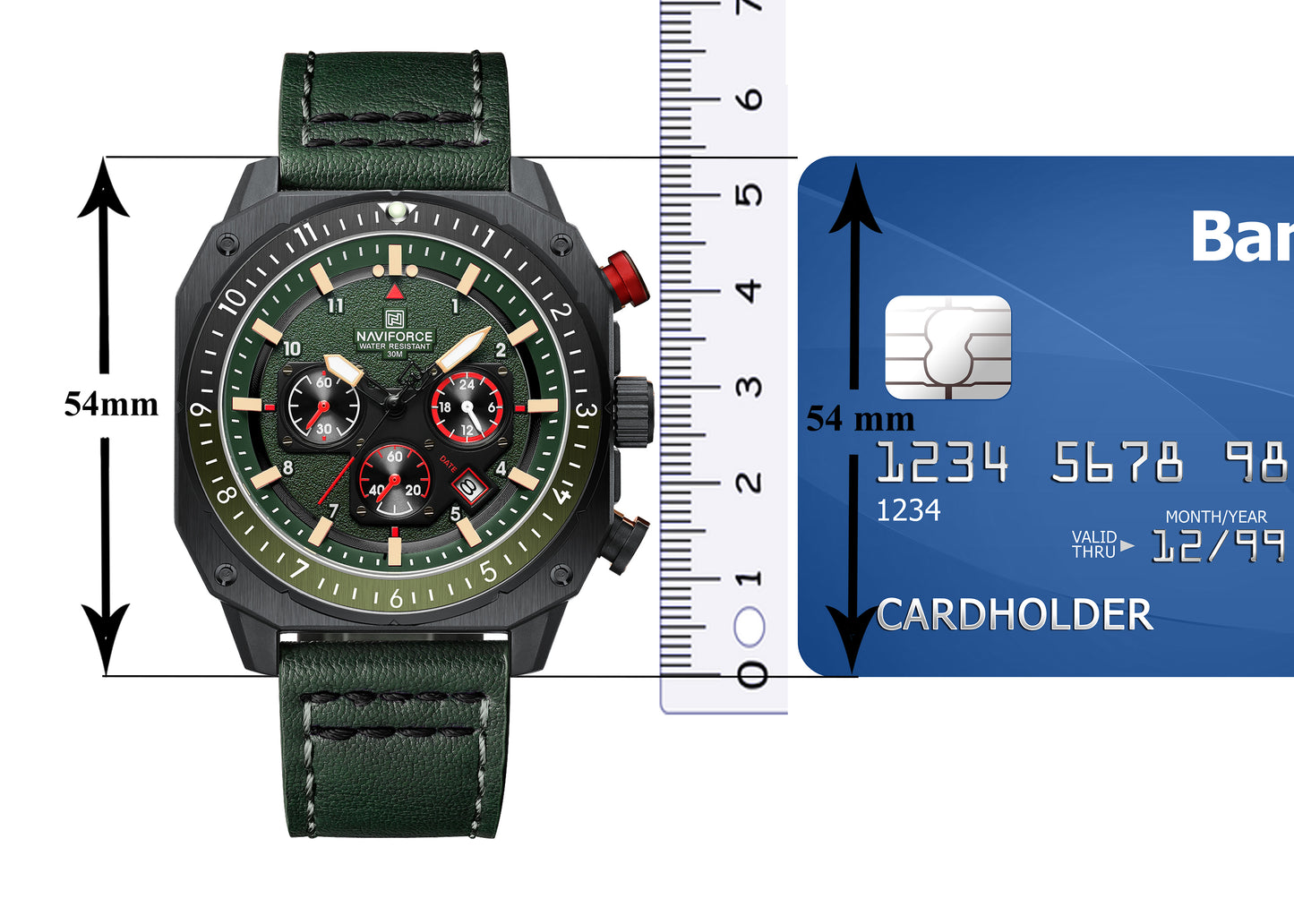 Naviforce NF8057 Green Leather Strap Analog Watch