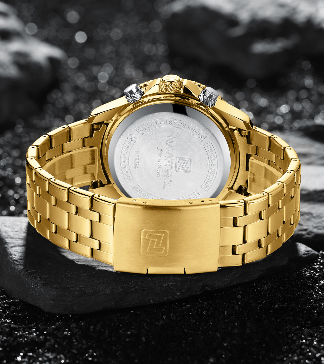 Naviforce NF9234 Versatile design Gold-Black color Analog-Digital Watch