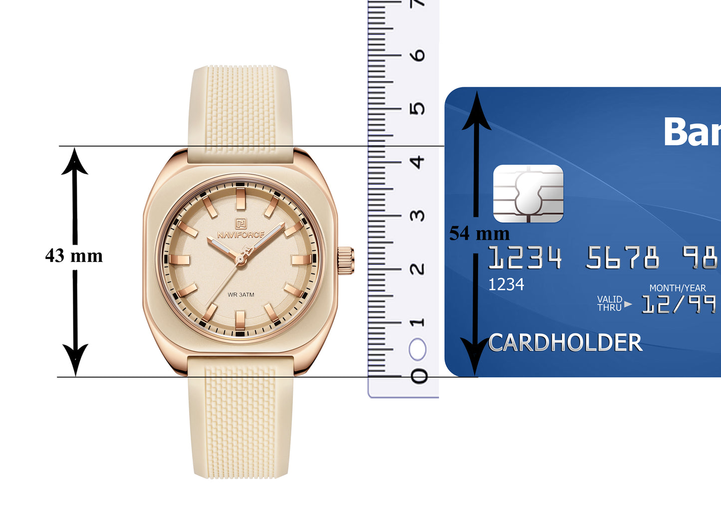 NF5061 Biege silicone strap Analog Watch