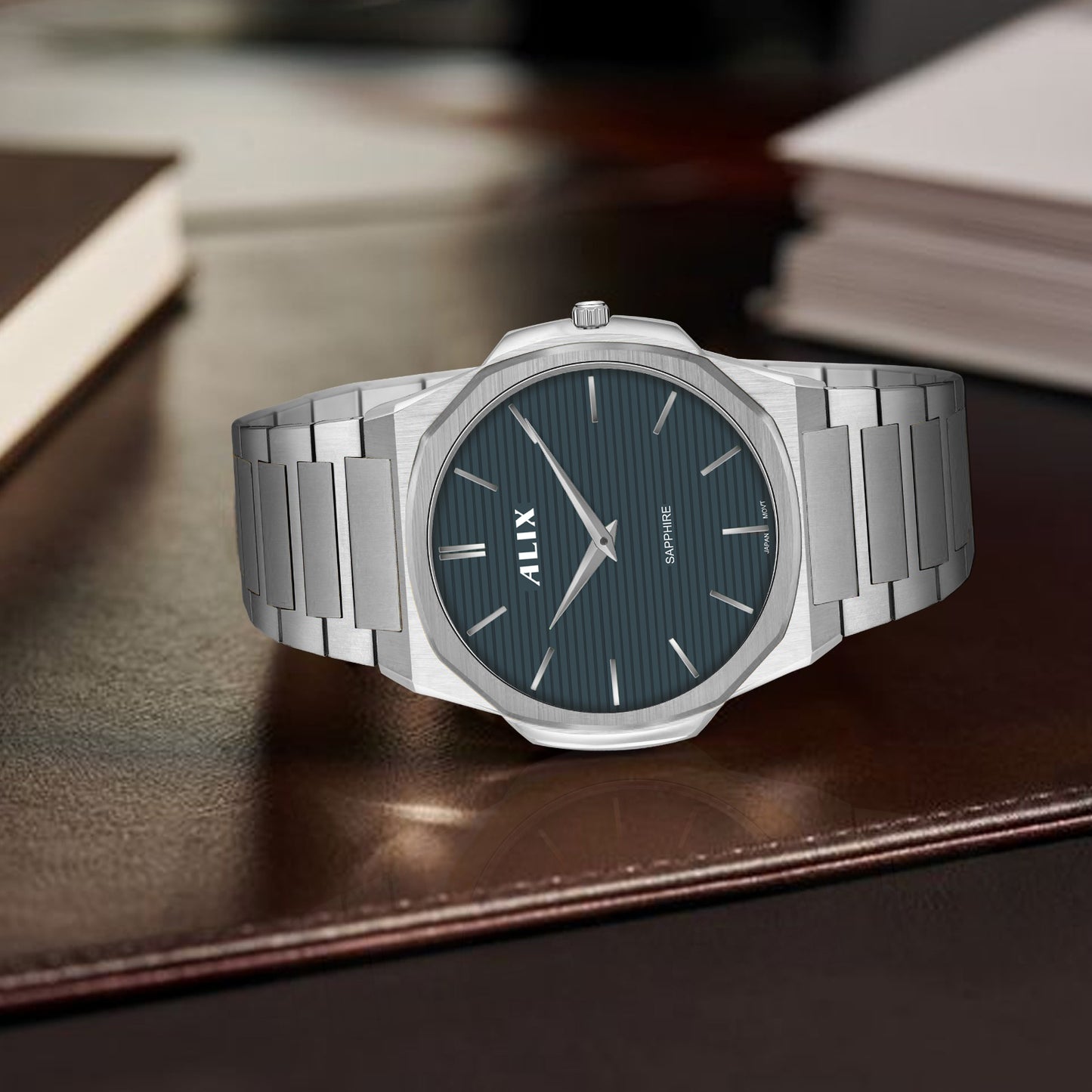 AL2913 Blue Dial With Silver Steel Strap Analog Watch