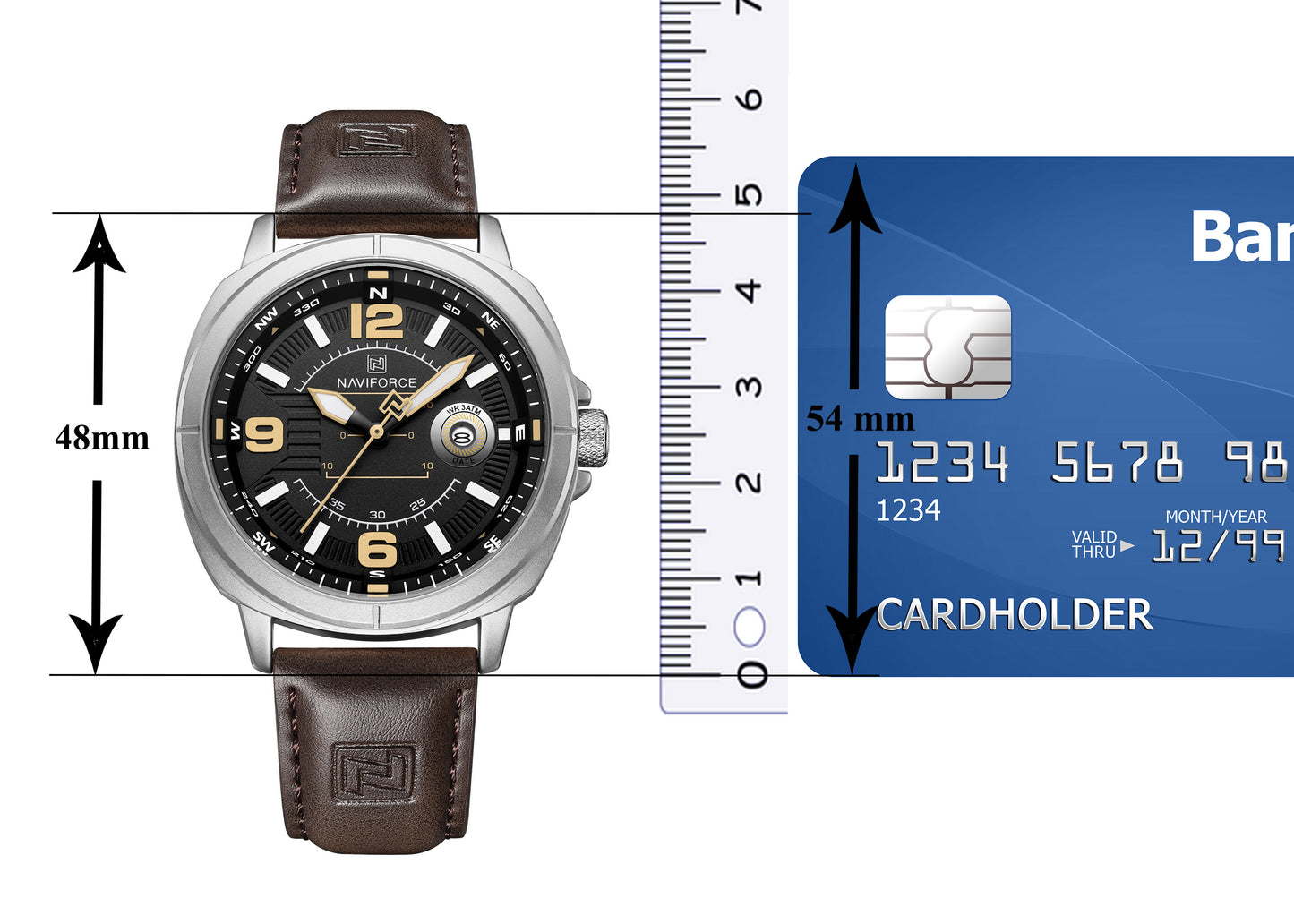Naviforce NF8078 black dial with brown leather strap Analog Watch