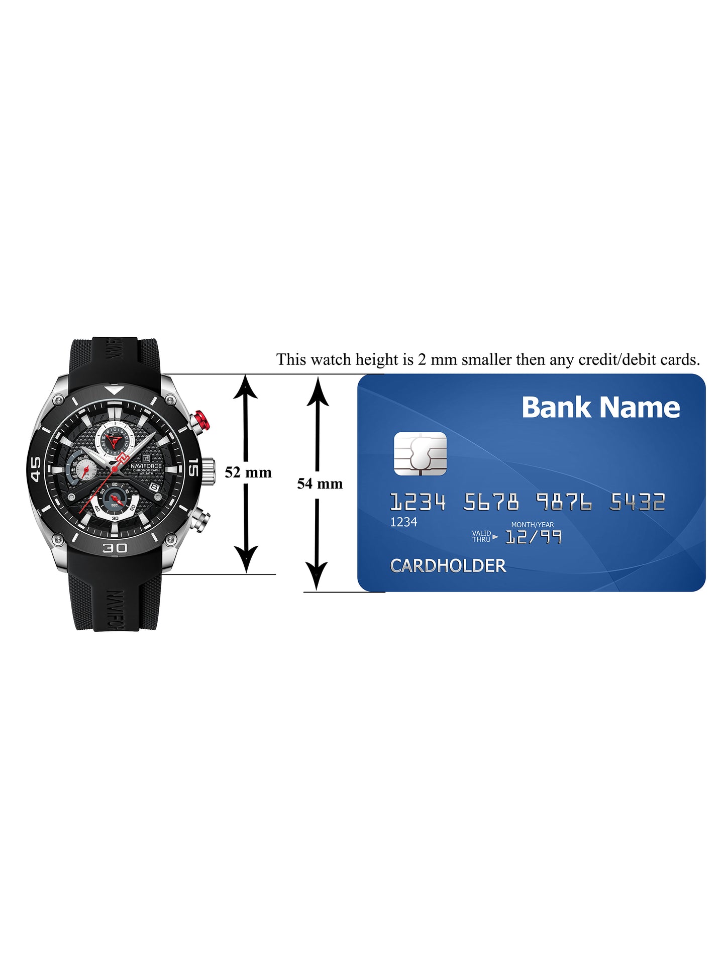 NF8038 Black Multi-Function Chronograph men watch - NAVIFORCE