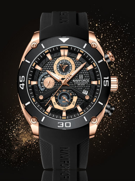 NF8038 Rosegold Black Multi-Function Chronograph men watch - NAVIFORCE