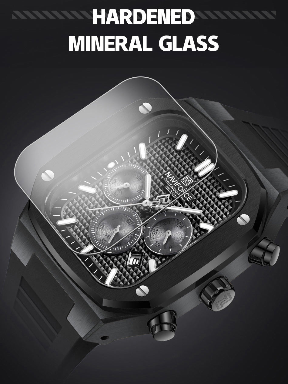 NF8037 Black chronograph watch for men - NAVIFORCE