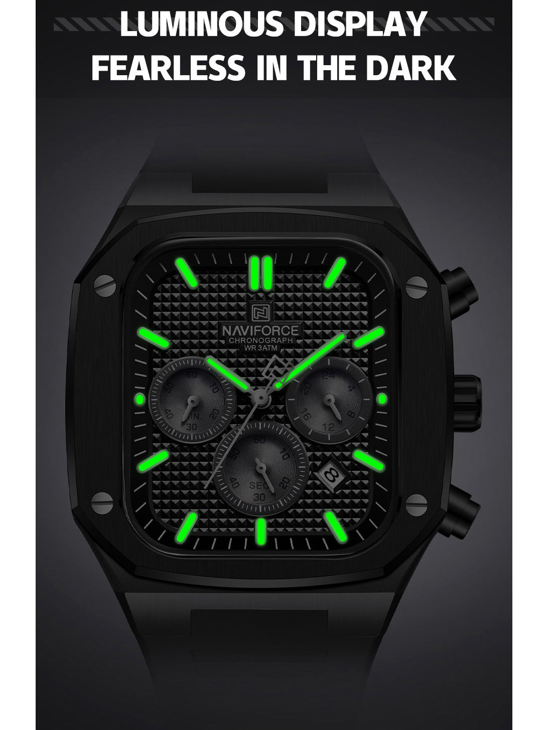 NF8037 Black chronograph watch for men - NAVIFORCE