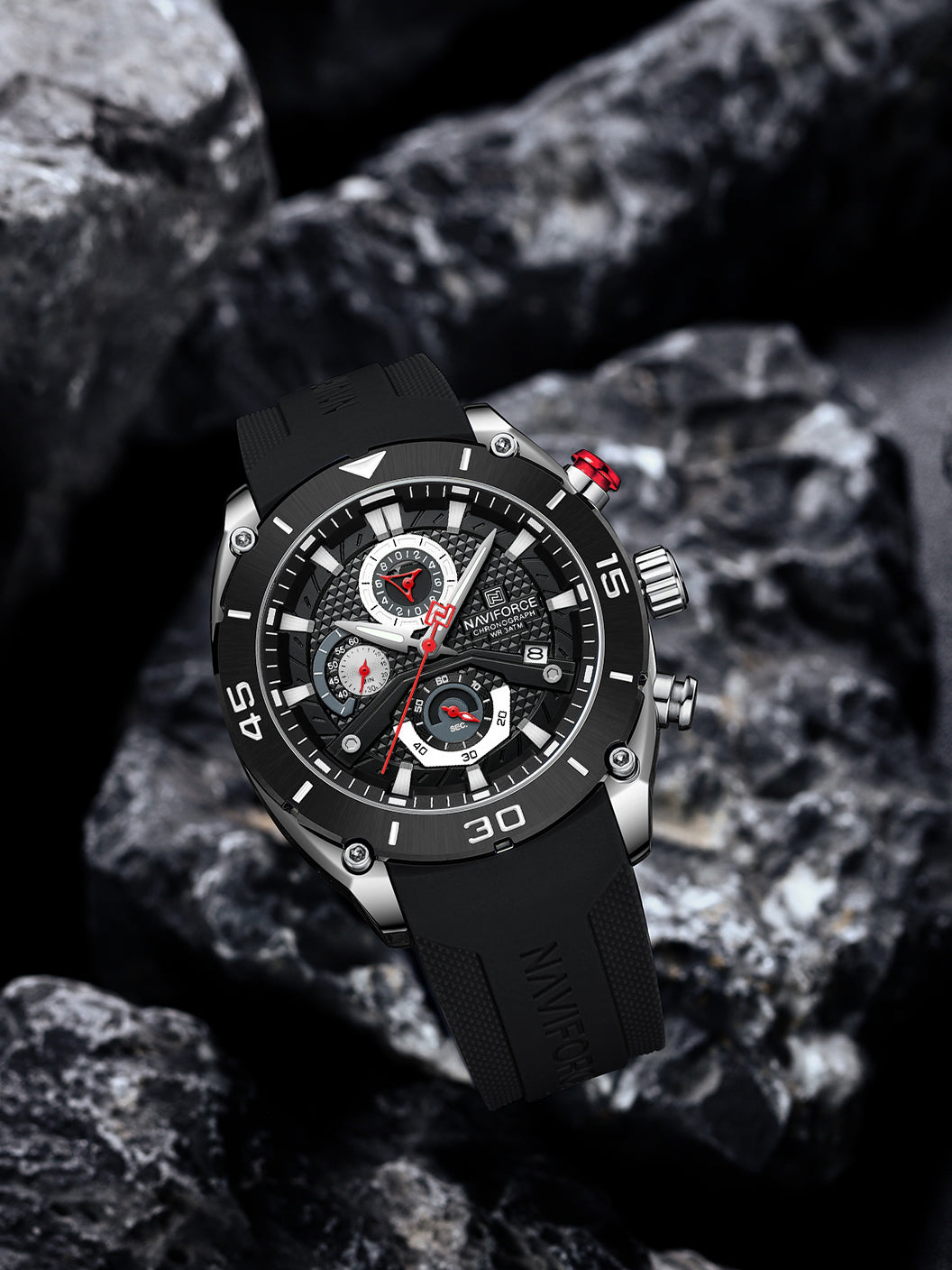 NF8038 Black Multi-Function Chronograph men watch - NAVIFORCE