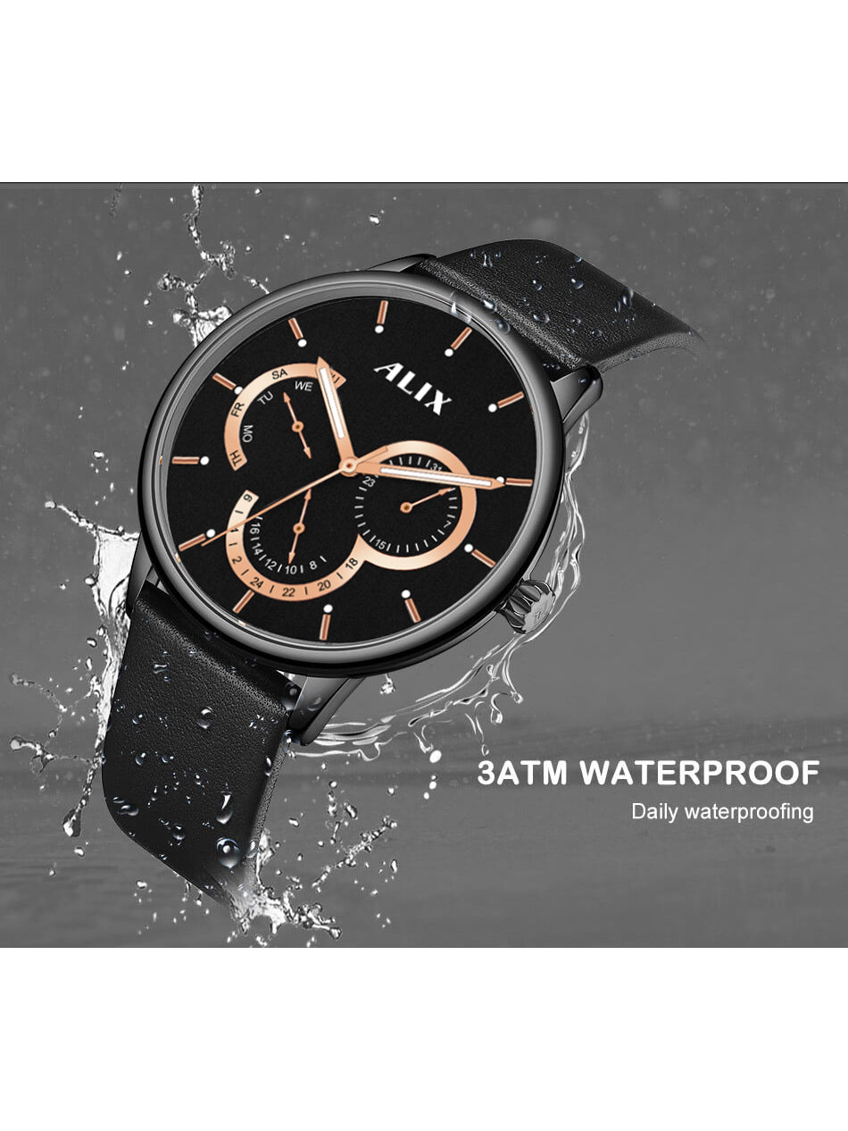 AL3011 Black chronograph analog watch for mens - ALIX