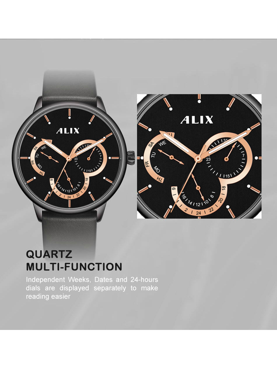 AL3011 Black chronograph analog watch for mens - ALIX