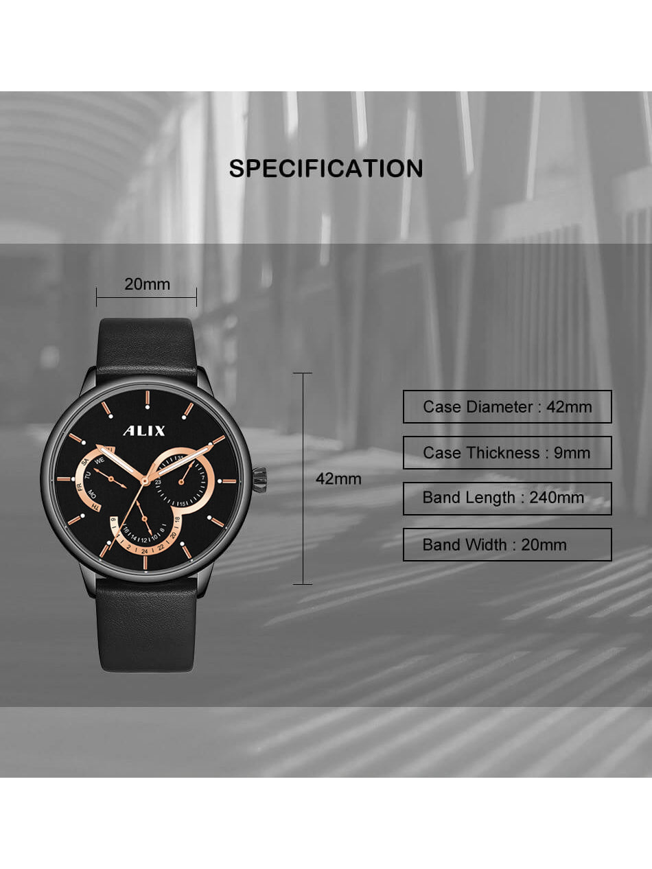 AL3011 Black chronograph analog watch for mens - ALIX