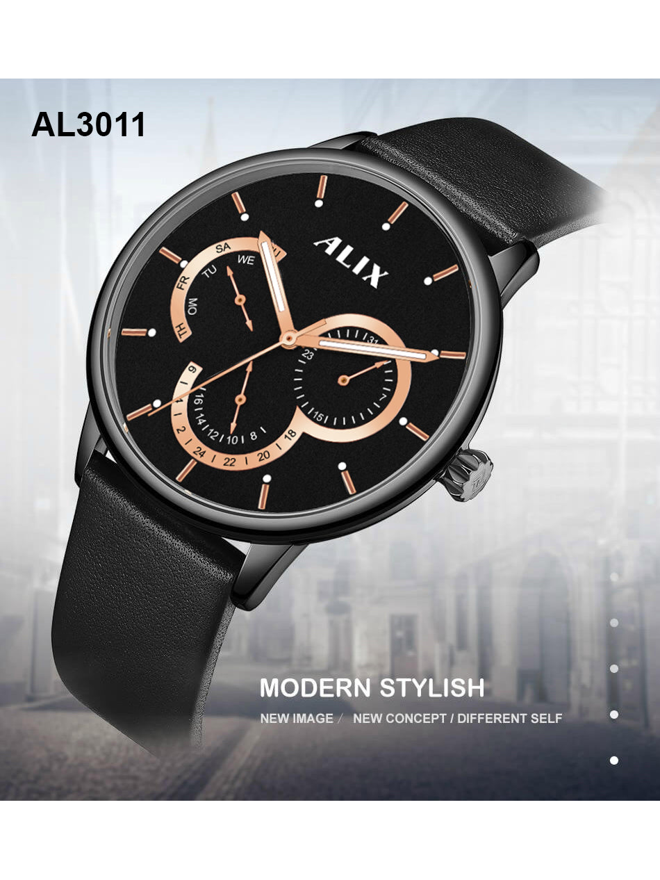 AL3011 Black chronograph analog watch for mens - ALIX