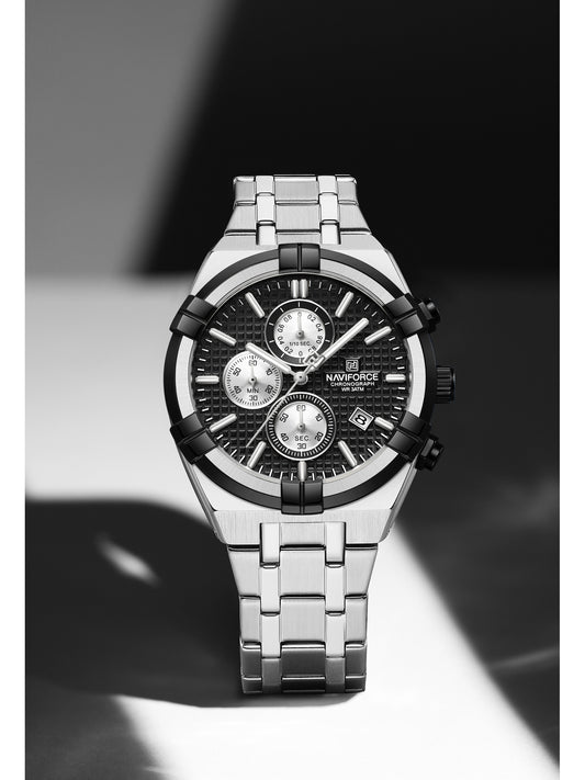 NF8042 Silver Black two tone analog chronograph watch for mens-NAVIFORCE