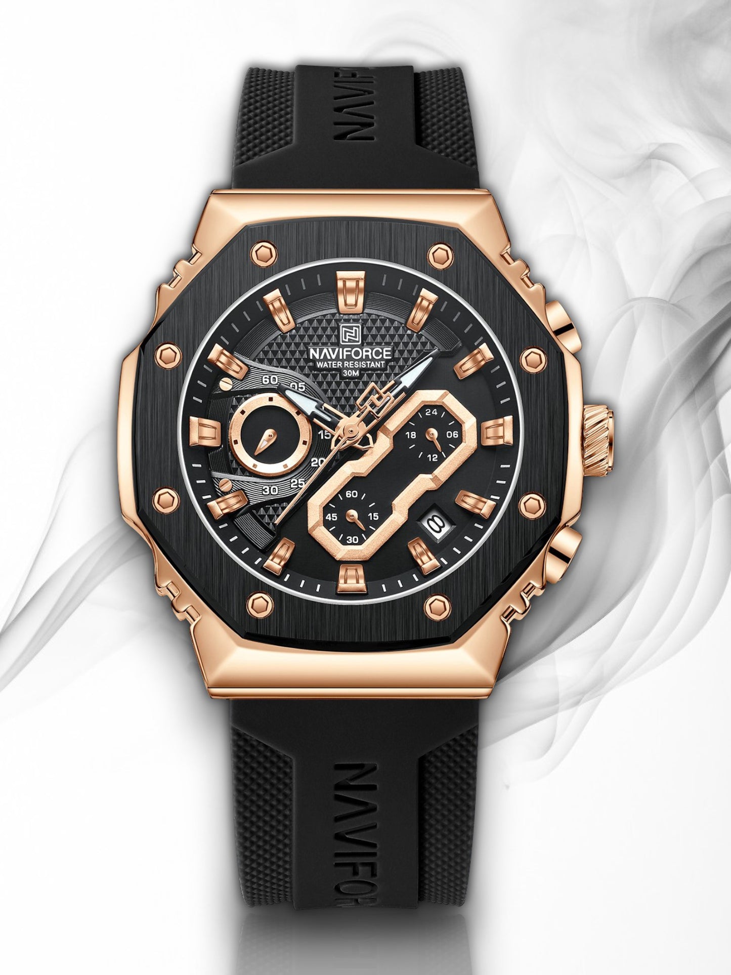 NF8035L Rosegold Black analog chronograph women's watch-NAVIFORCE