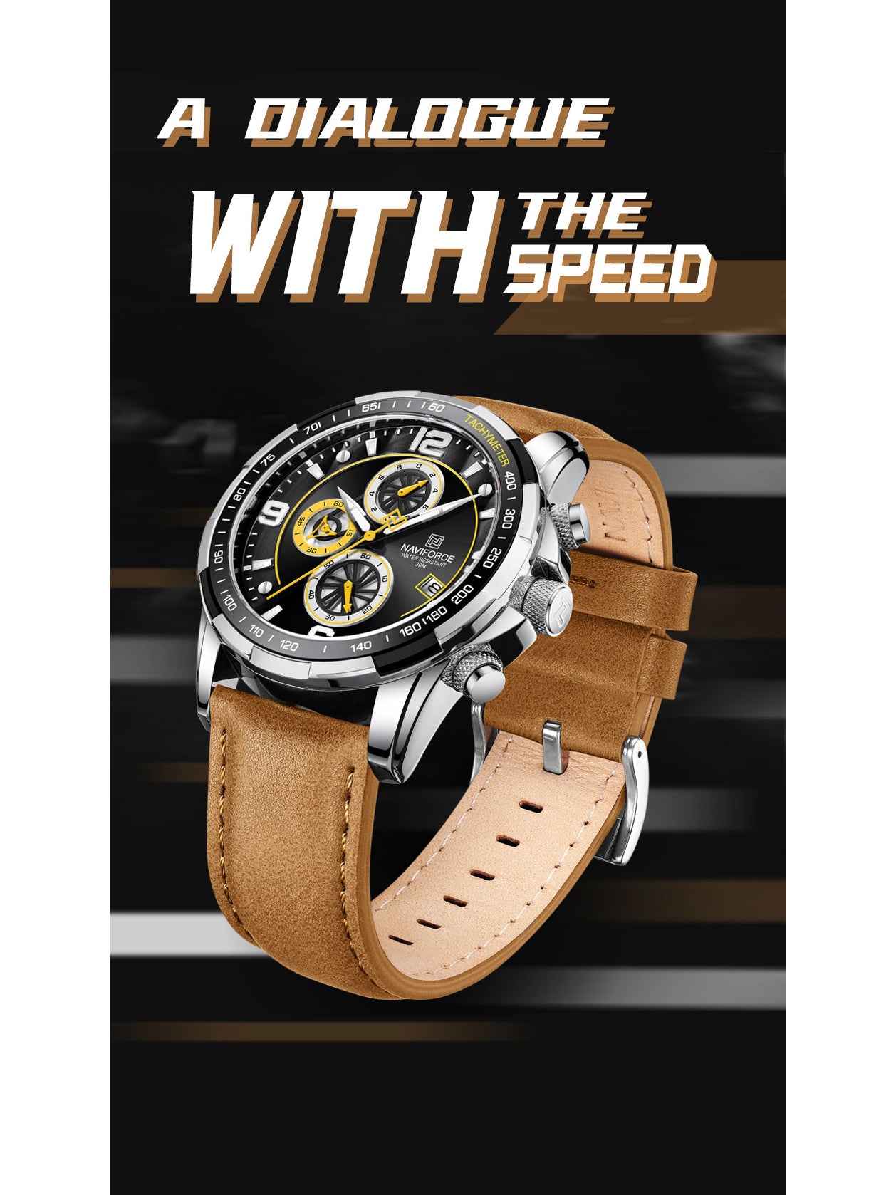 NF8020L Brown Chronograph watch for men - NAVIFORCE