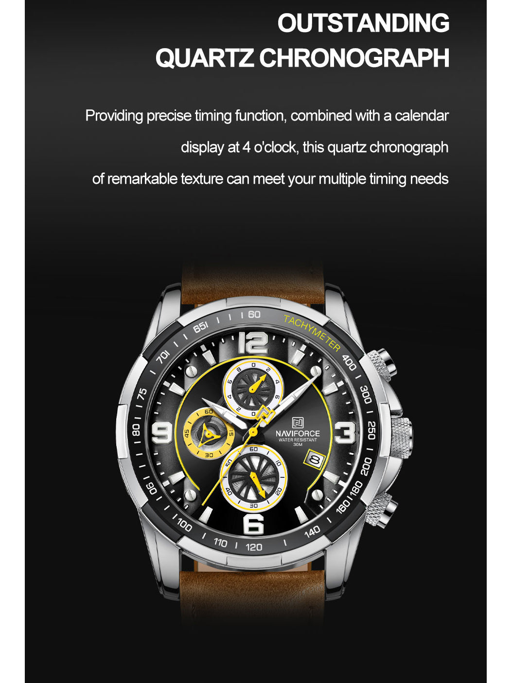 NF8020L Brown Chronograph watch for men - NAVIFORCE