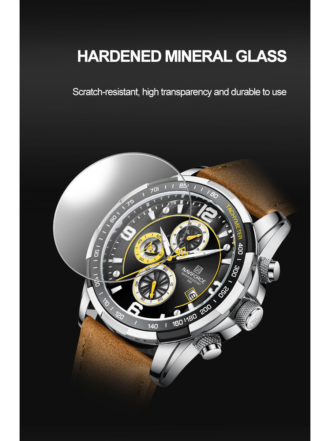 NF8020L Brown Chronograph watch for men - NAVIFORCE