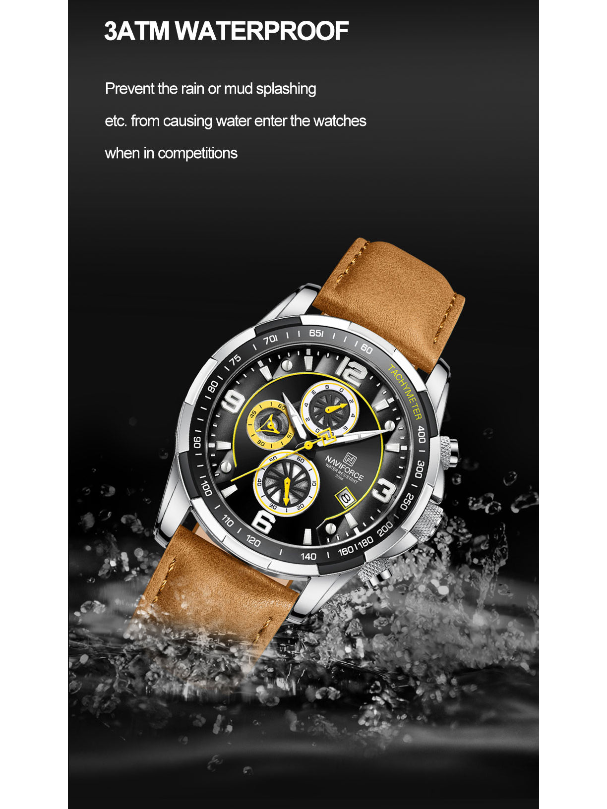 NF8020L Brown Chronograph watch for men - NAVIFORCE