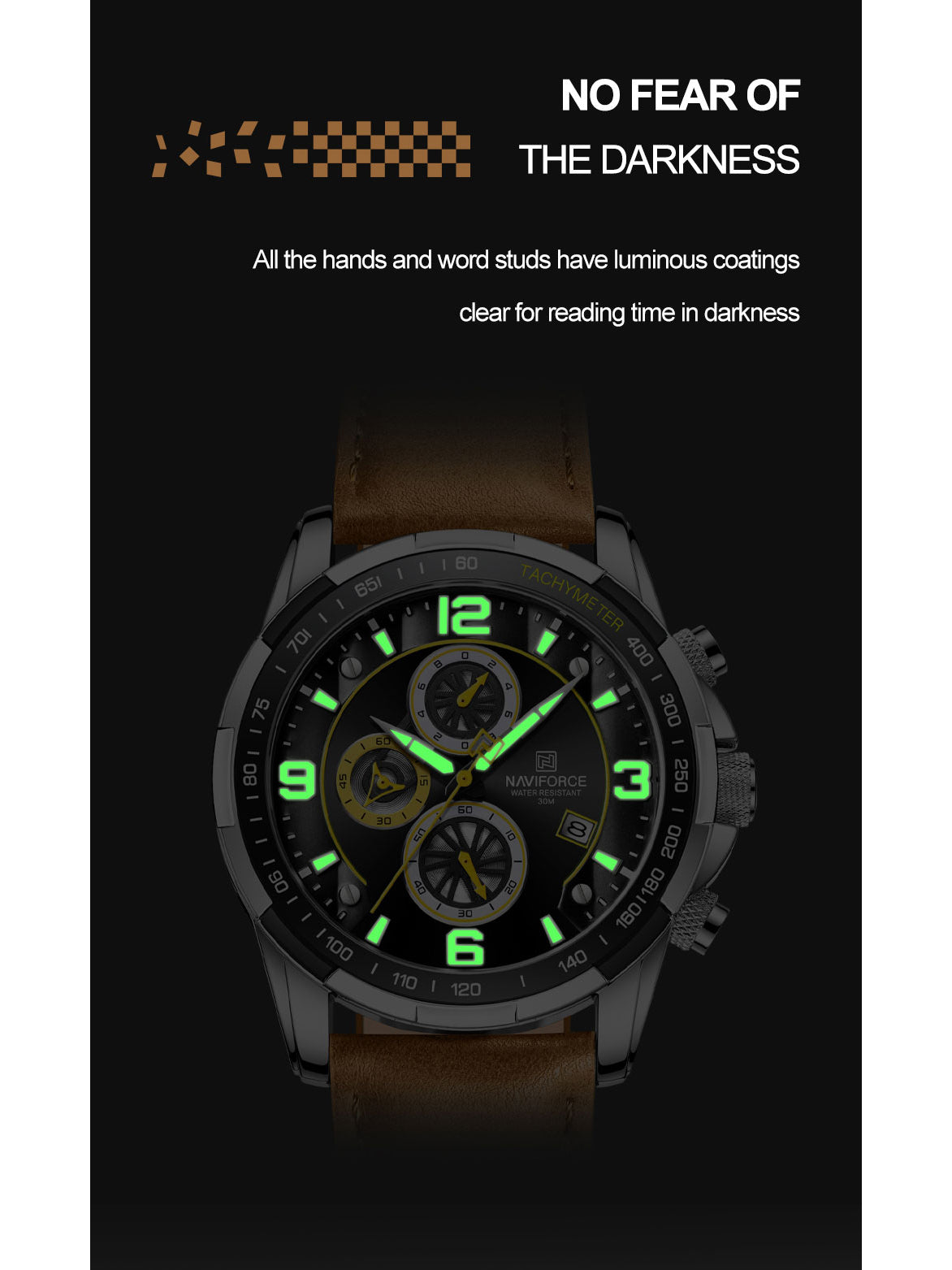 NF8020L Brown Chronograph watch for men - NAVIFORCE