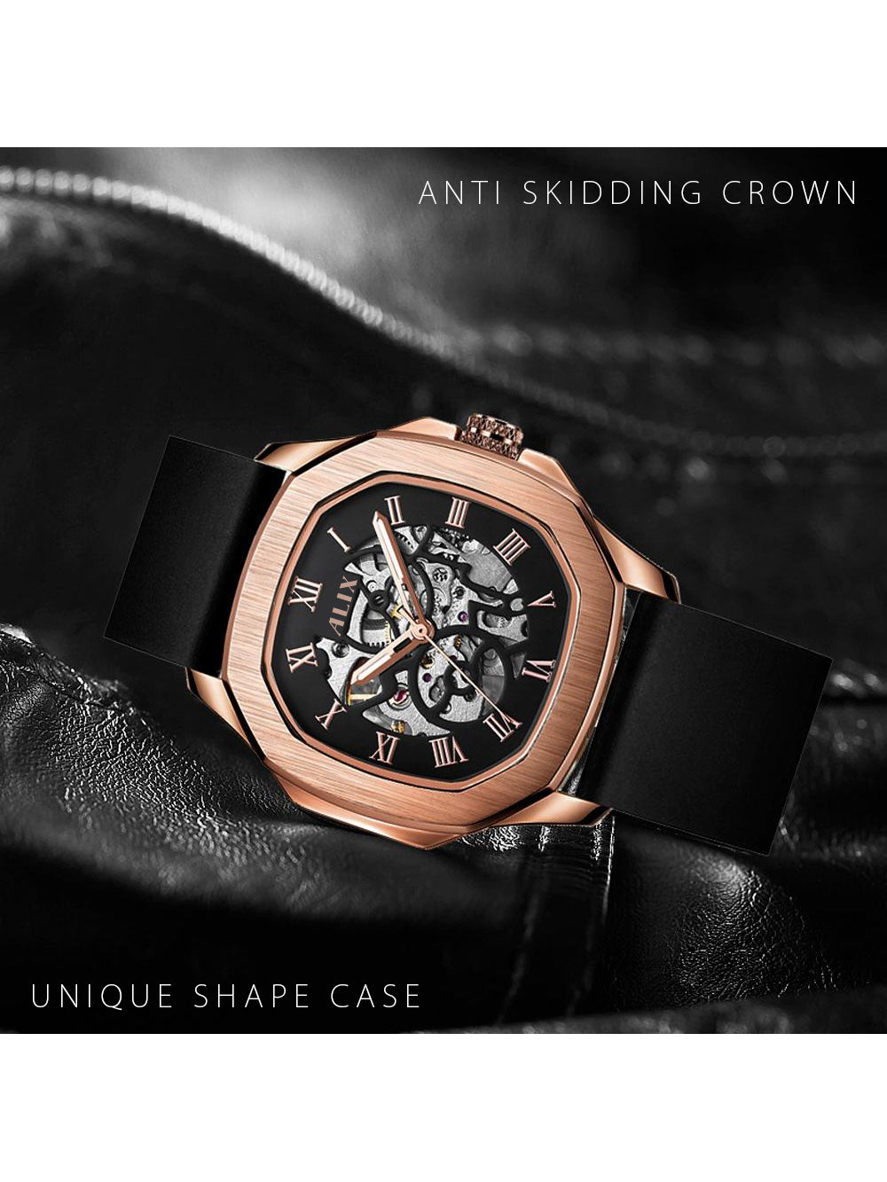AL2901 Rose gold Skeleton Automatic men's watch