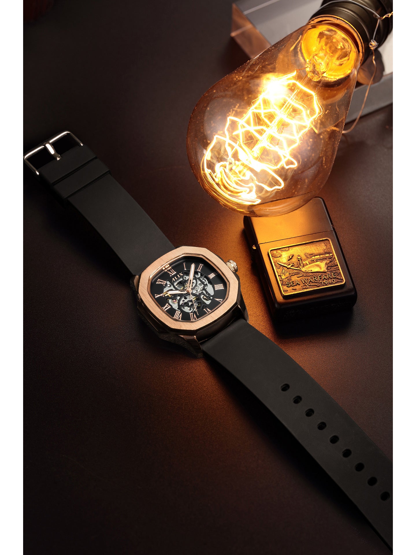 AL2901 Rose gold Skeleton Automatic men's watch