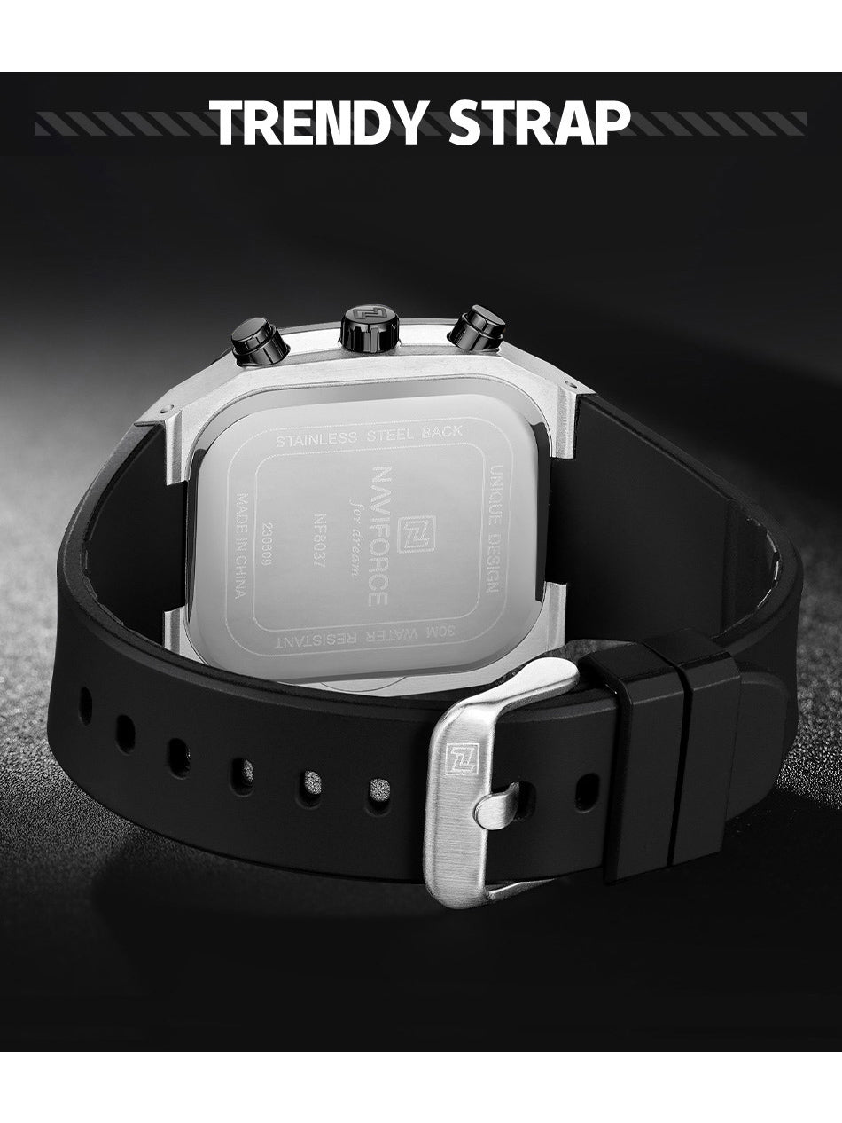 NF8037 chrome chronograph watch for men - NAVIFORCE