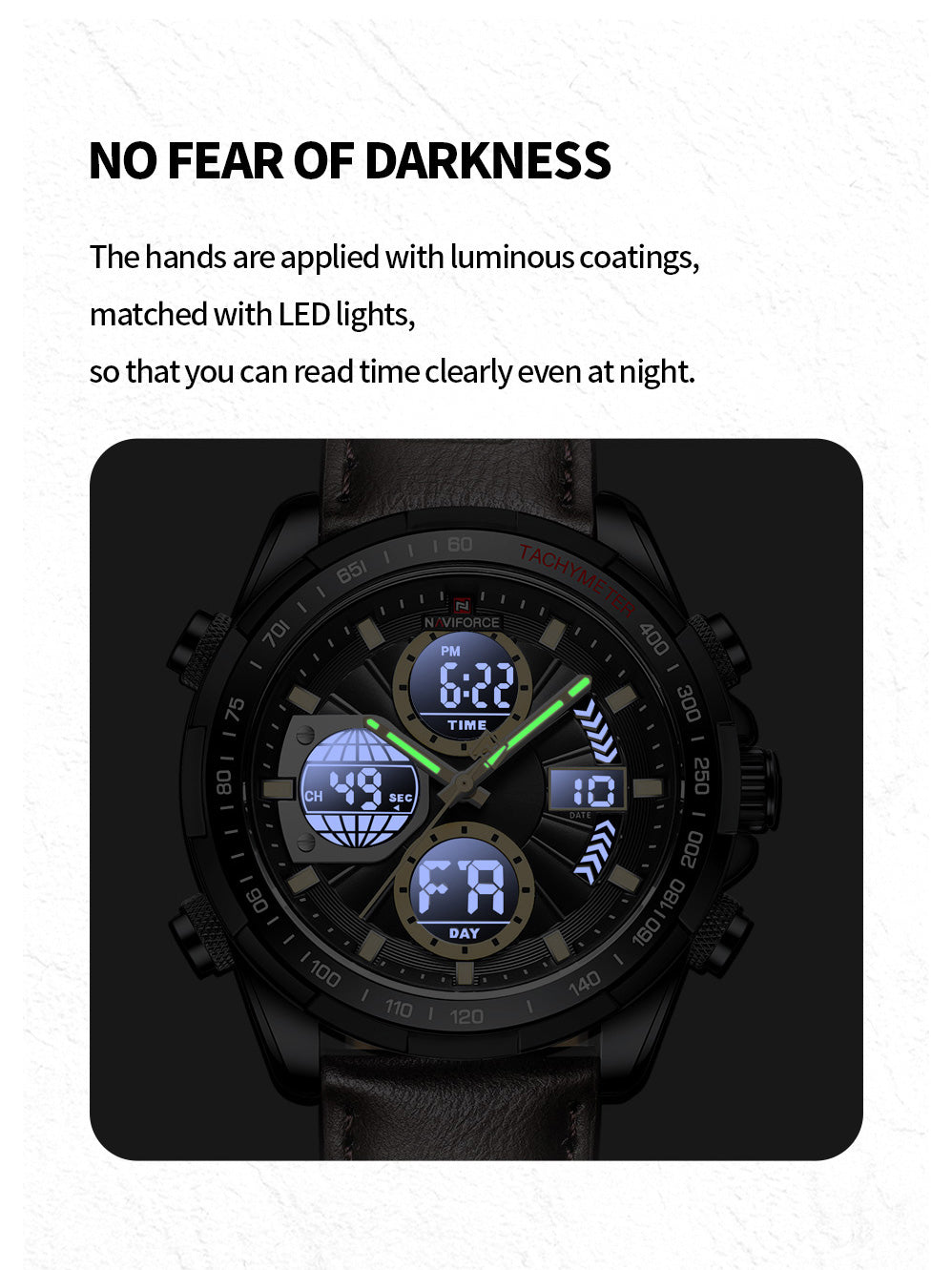 NF9197L brown leather ana-digital watch for men - NAVIFORCE