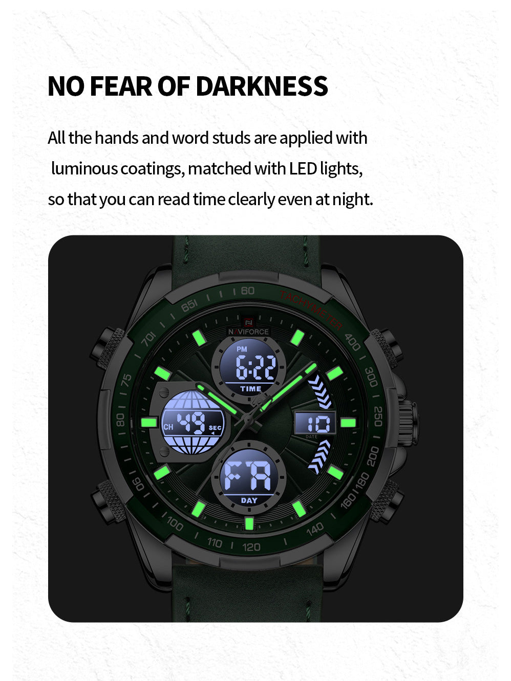 NF9197L Green leather ana-digital watch for men - NAVIFORCE