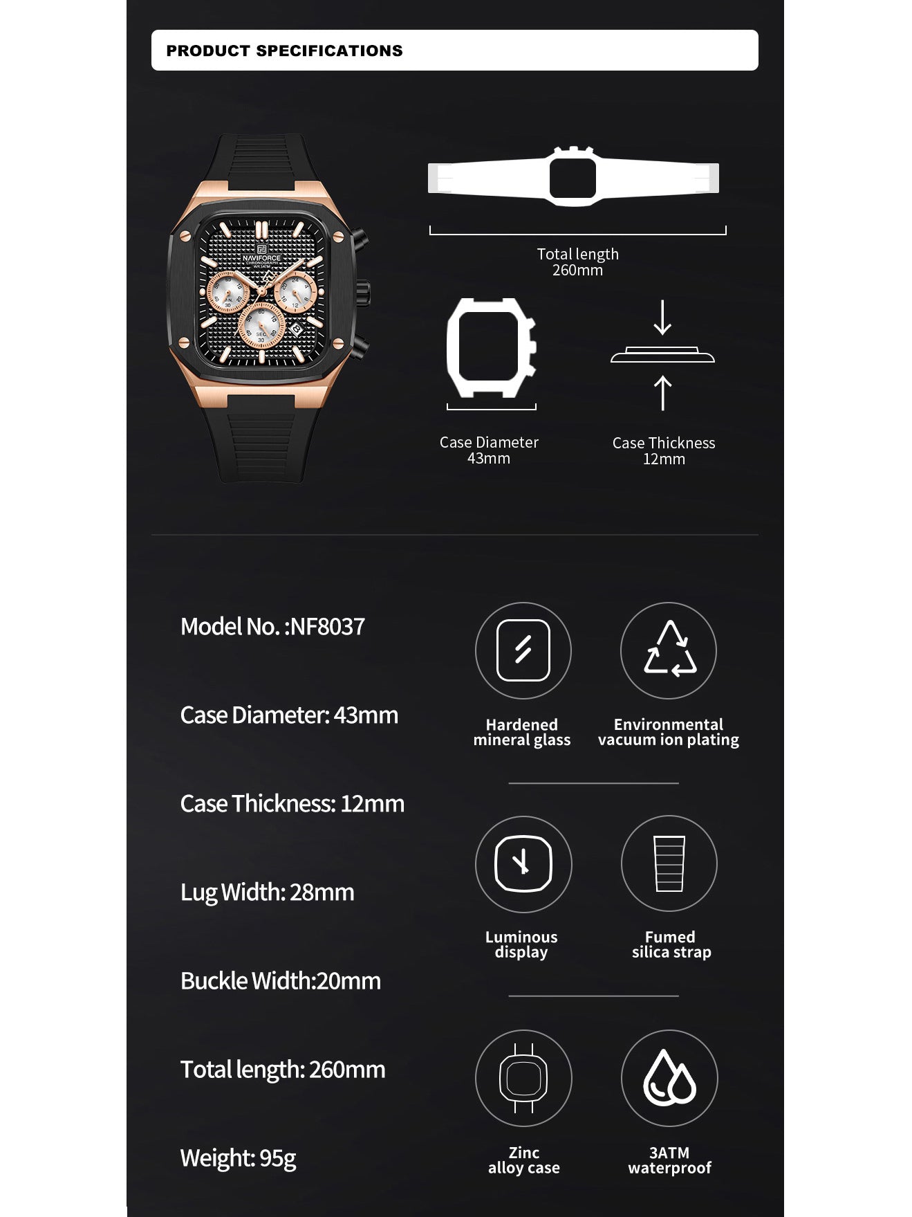 NF8037 chronograph watch for men - NAVIFORCE