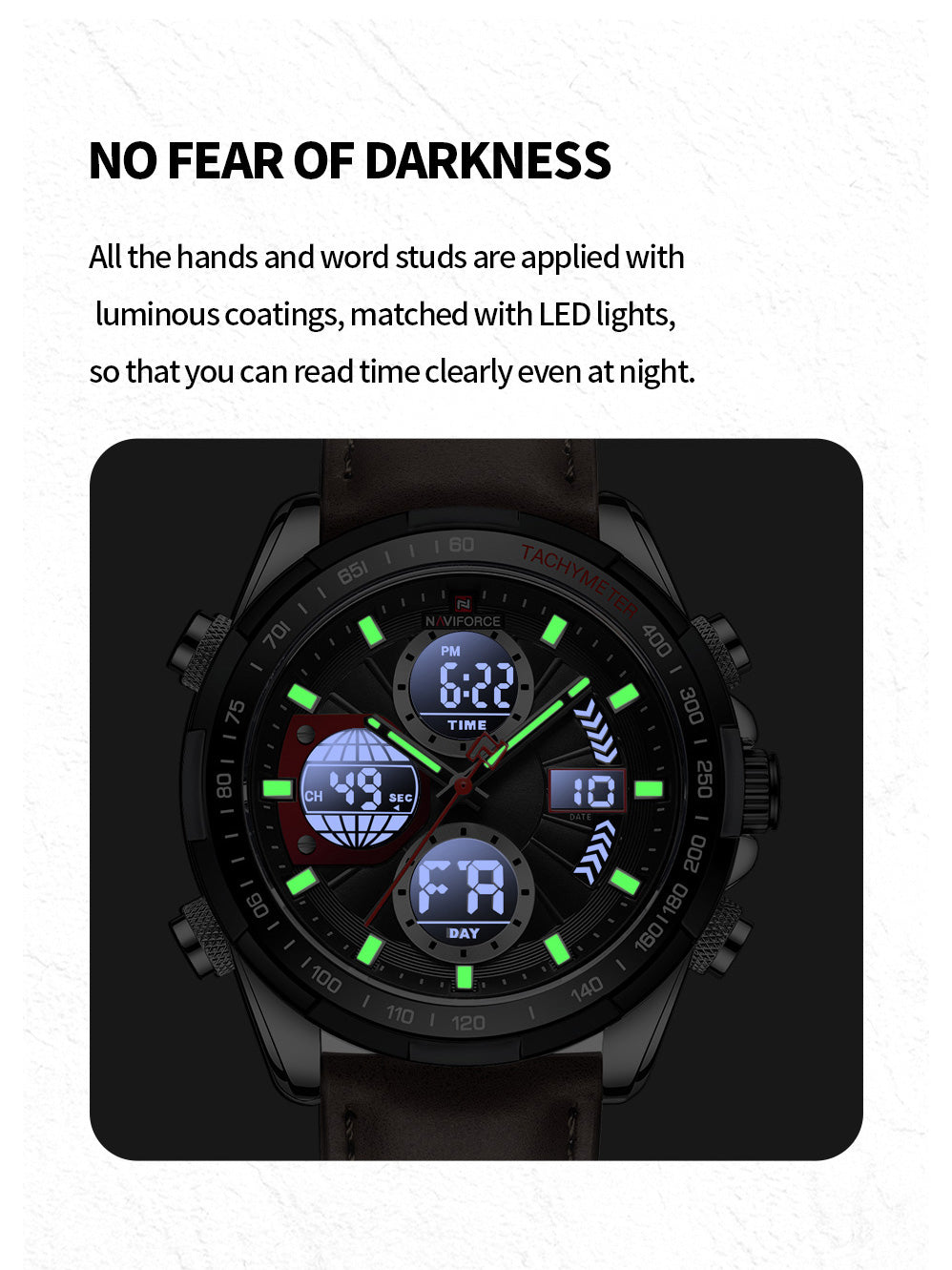 NF9197L Dark Brown leather Ana-digital watch for men - NAVIFORCE