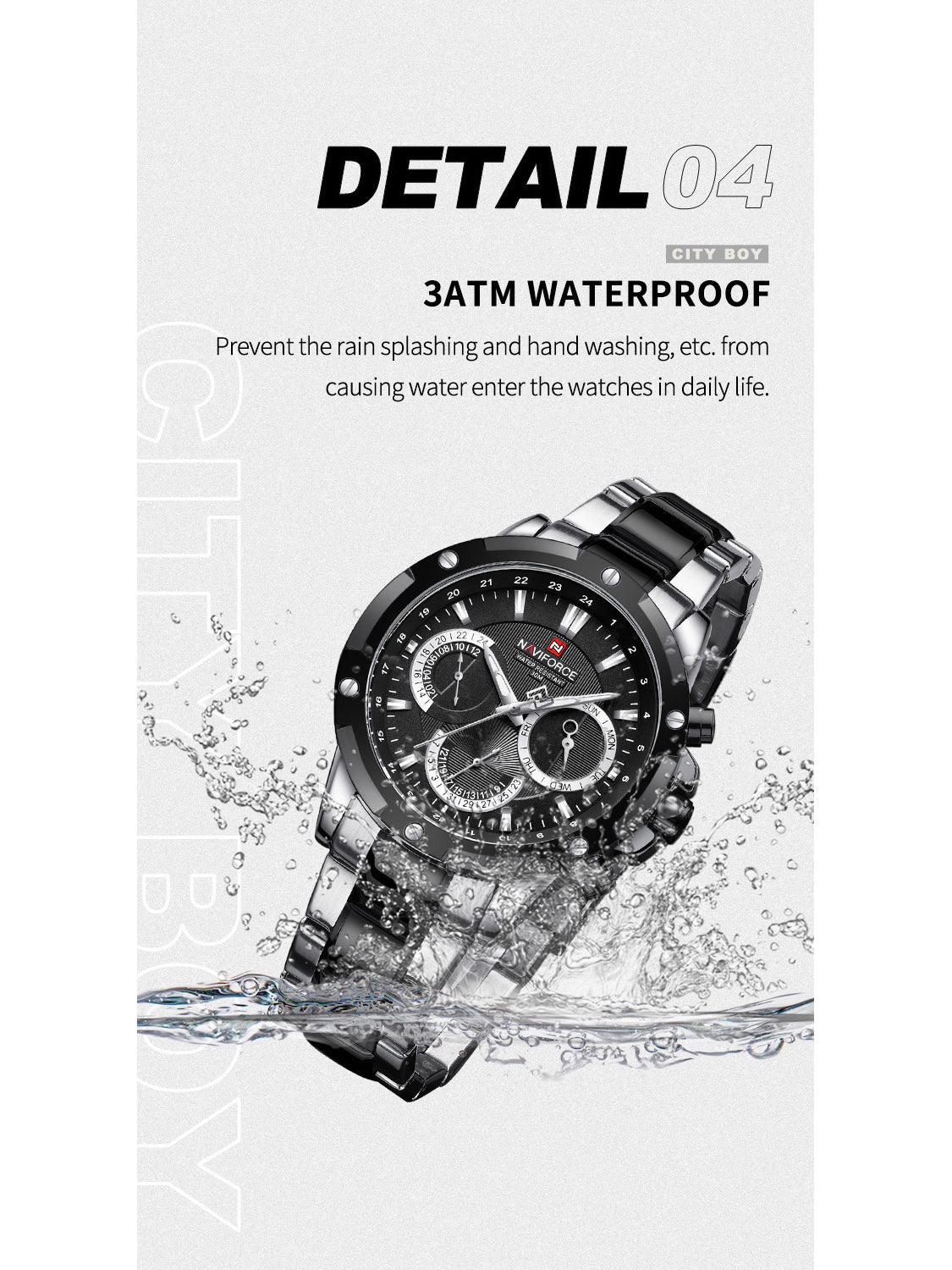 NF9196 SILVER BLACK Chronograph watch for men - NAVIFORCE