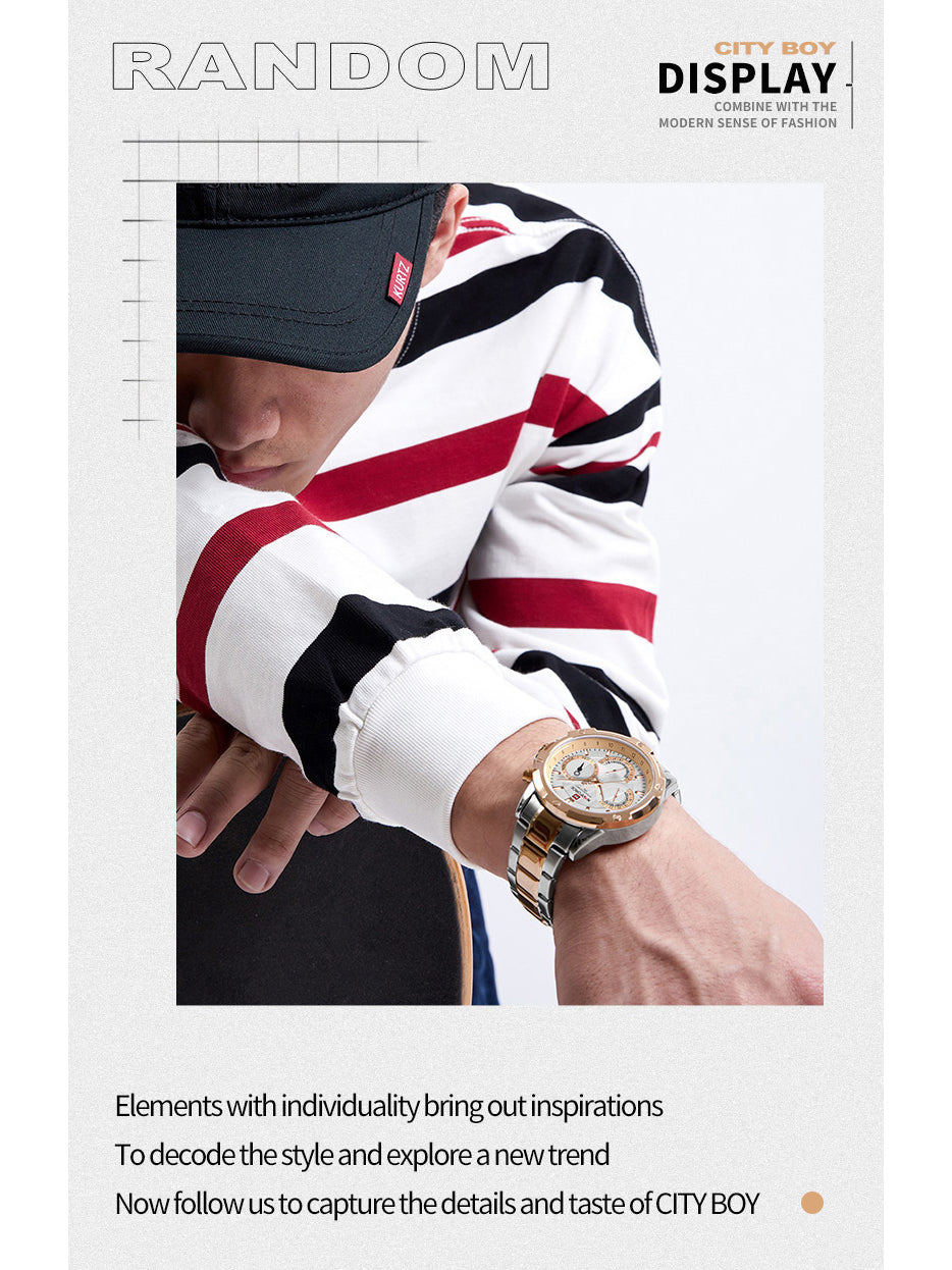 NF9196 Silver RoseGold Chronograph watch for men - Naviforce