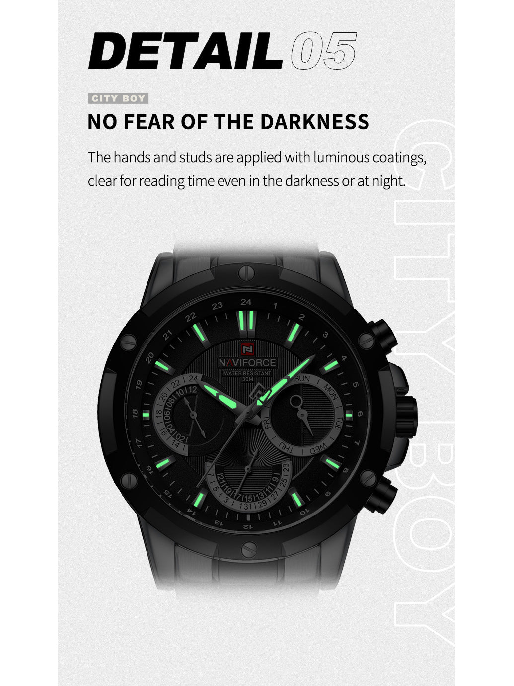 NF9196 SILVER BLACK Chronograph watch for men - NAVIFORCE