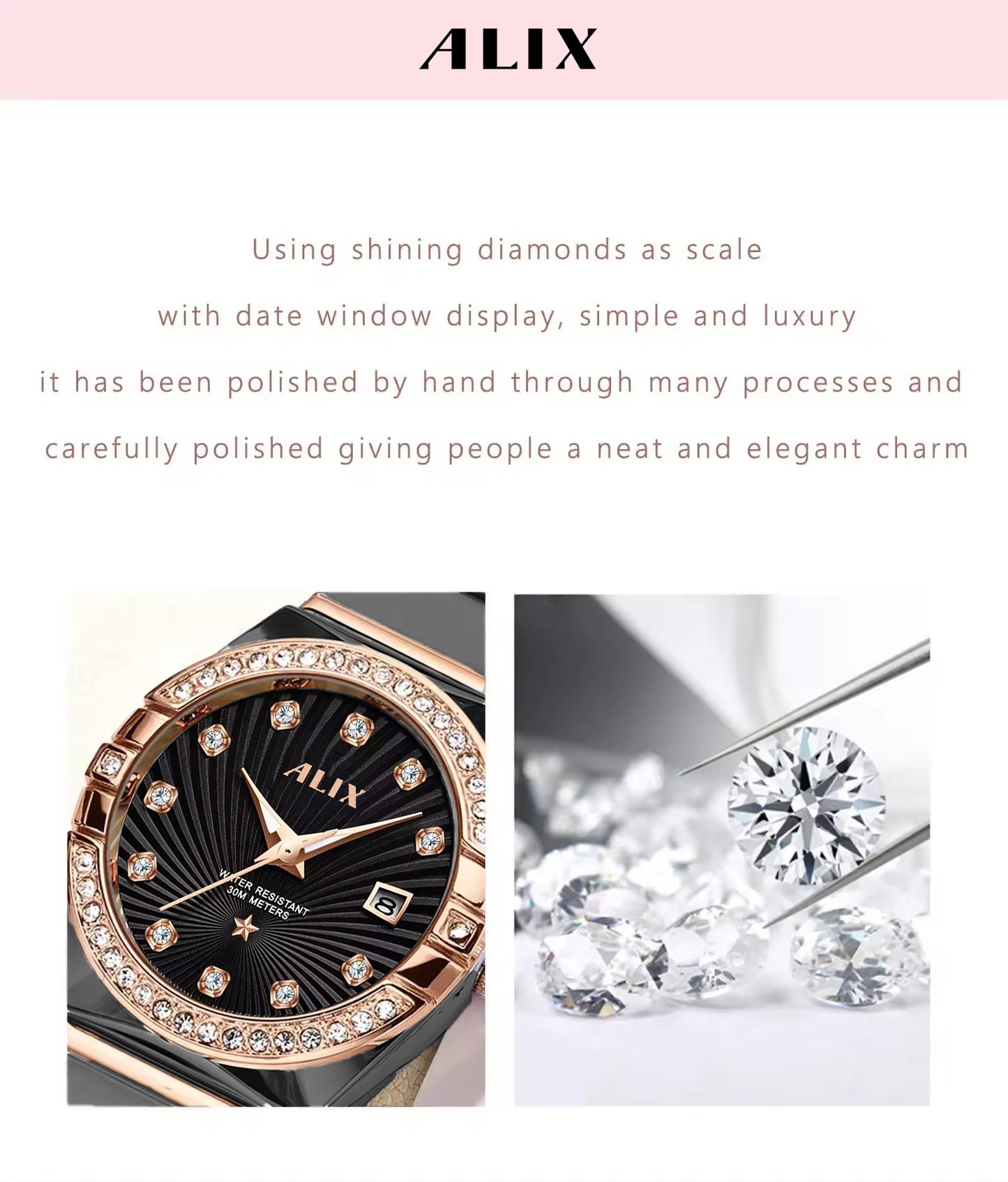 AL2534 Stylish Twotone Black& Rosegold strap Analog Watch