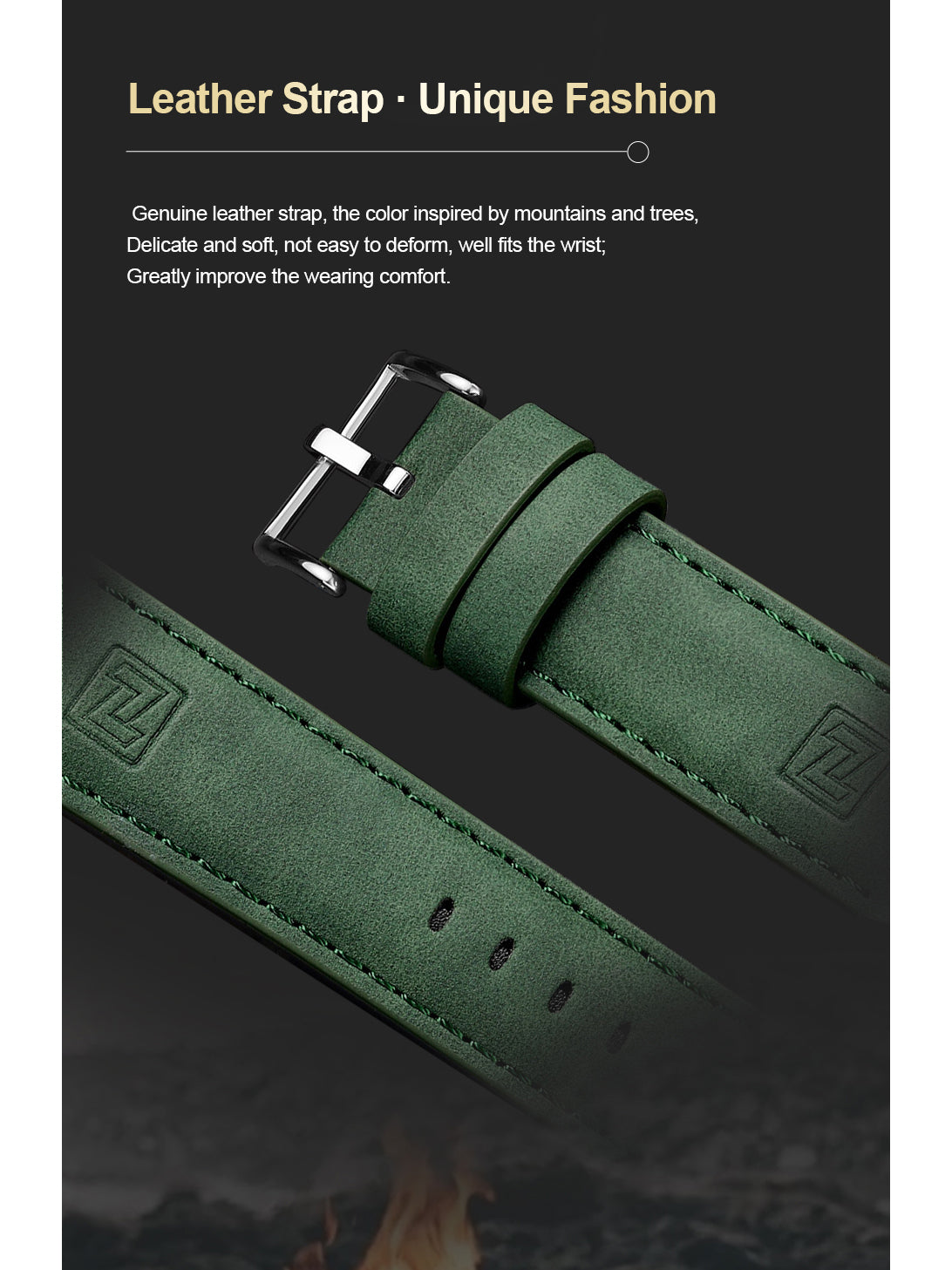NF9197L Green leather ana-digital watch for men - NAVIFORCE